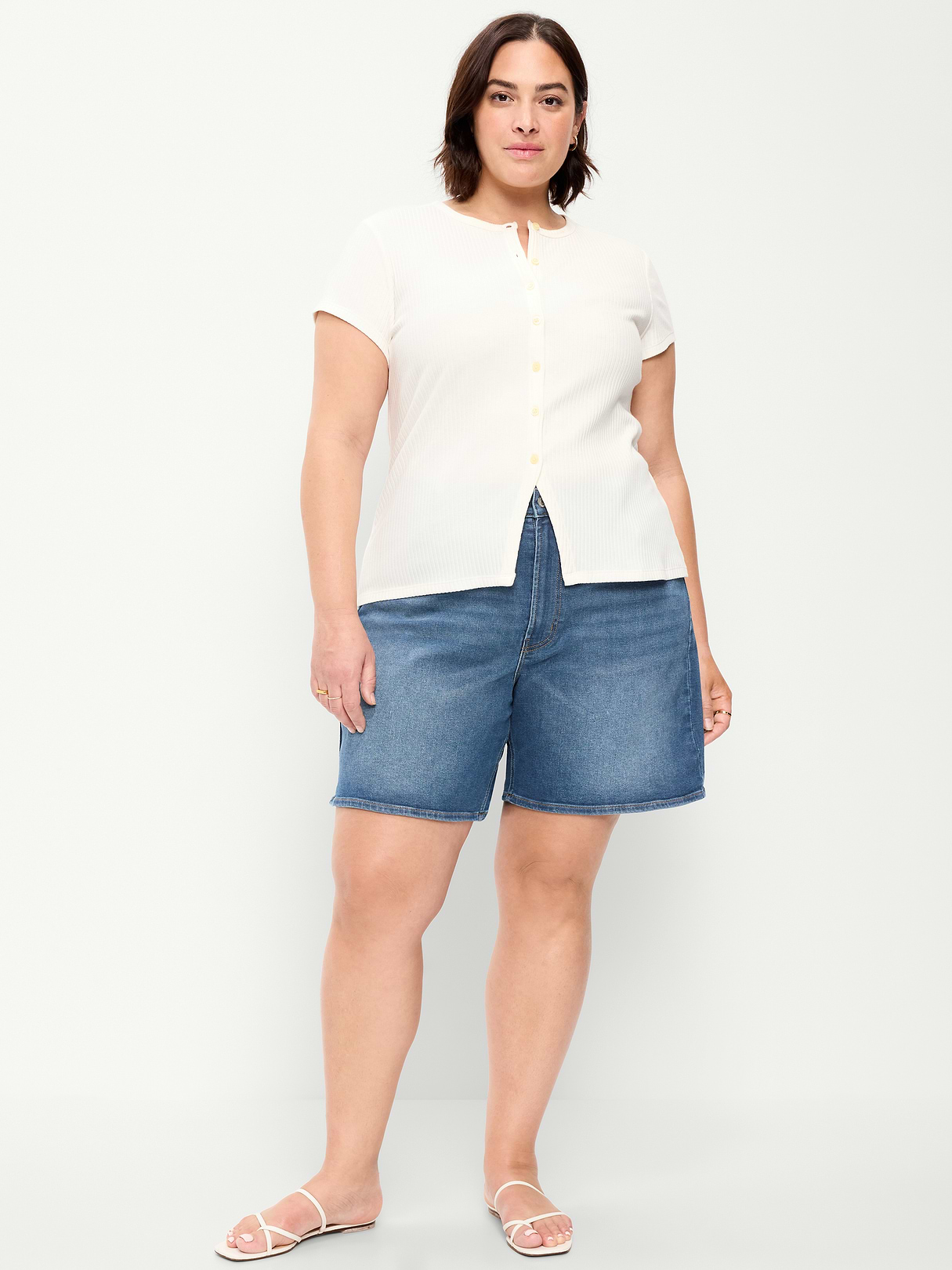 High-Waisted Wow Jean Shorts -- 7-inch inseam - New Moon
