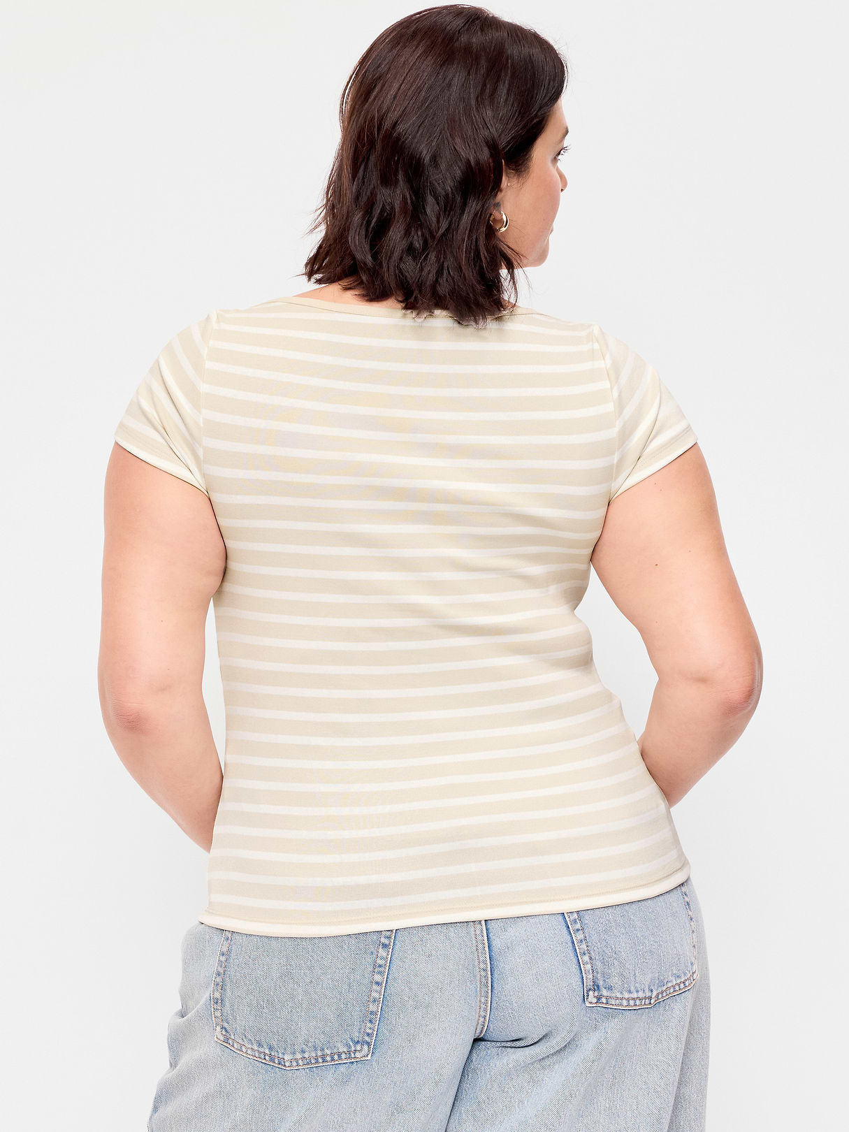 Snug Boatneck T-Shirt - Neutral Stripe