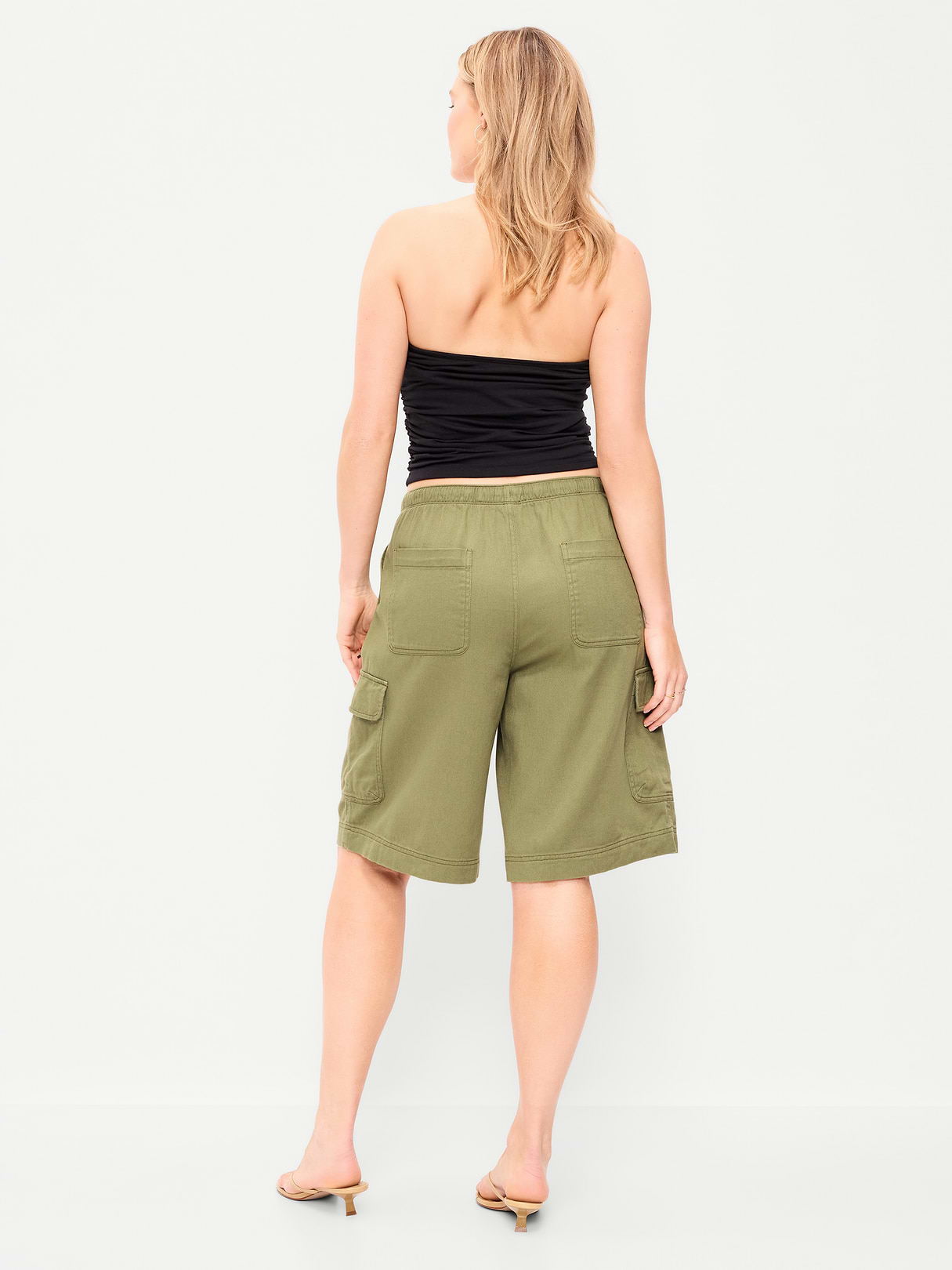 Mid-Rise Bermuda Cargo Shorts - Dried Grasses