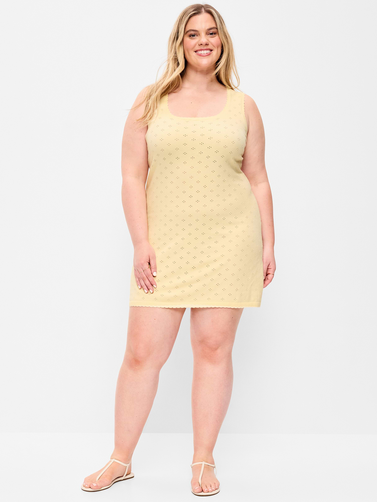 SoSoft Lite Pointelle Sweater Dress - Cool Almond