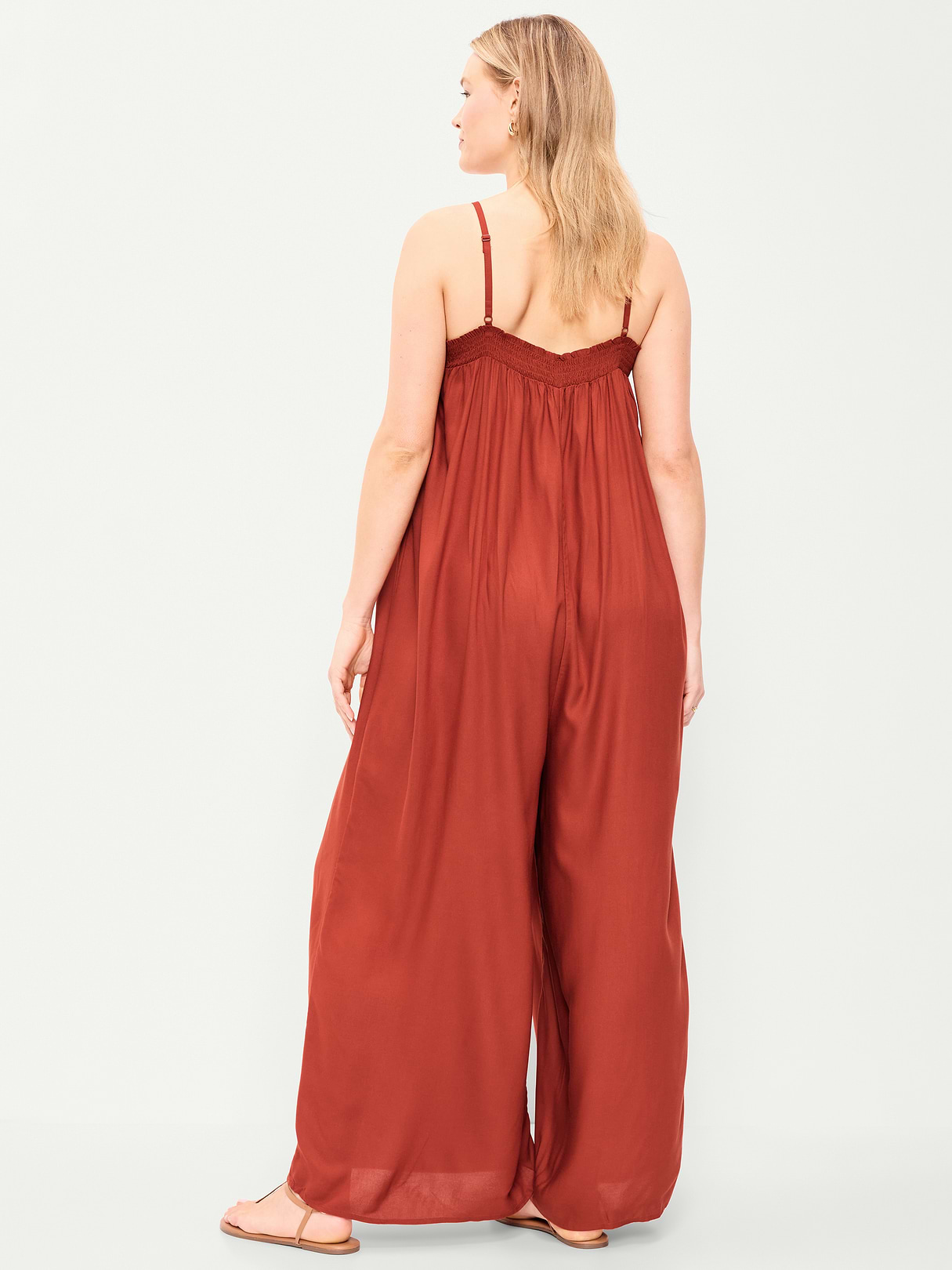 Airy Smocked Jumpsuit - Russet Moon