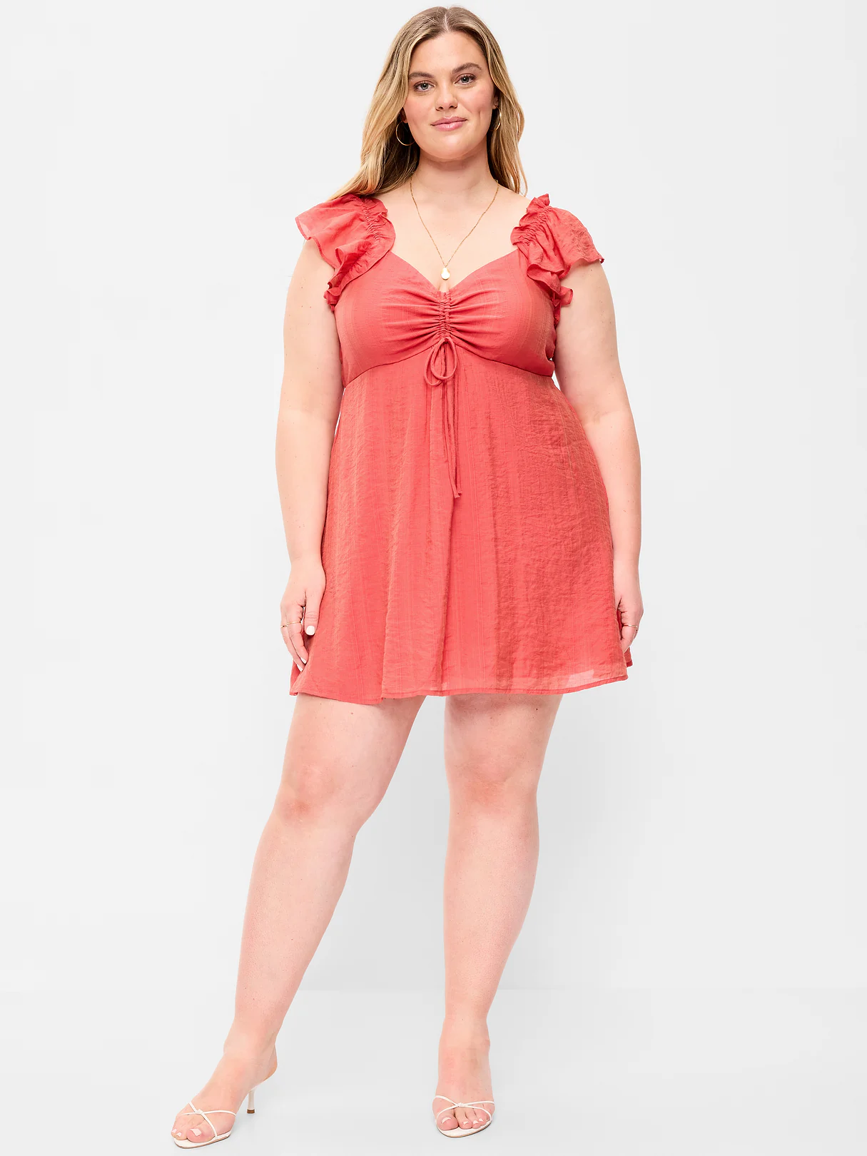 Flutter-Sleeve Fit & Flare Mini Dress - Cactus Bloom