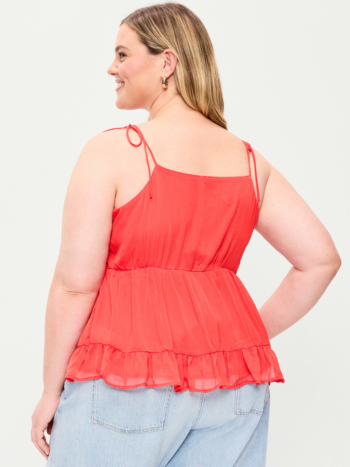 Chiffon Semi-Sheer Tie-Strap Cami Top - Moonfish Orange
