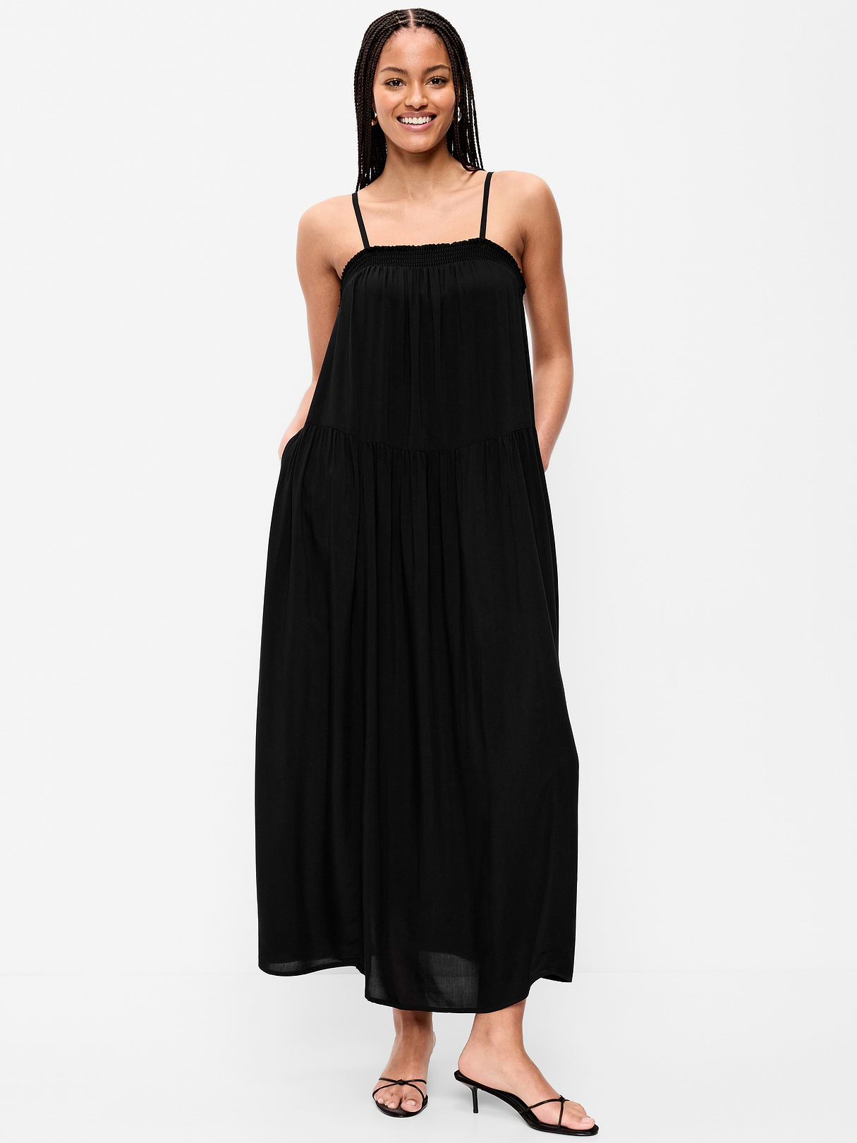 Airy Smocked Maxi Dress - Black Jack