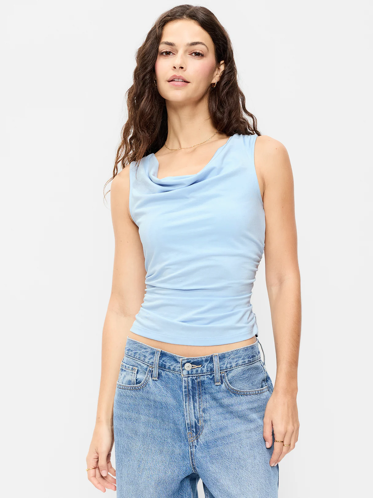 Asymmetrical Side-Cinch Tank Top - Sky Maintenance