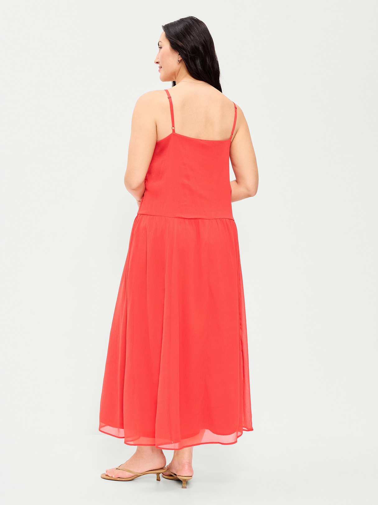 Chiffon Drop-Waist Maxi Dress - Moonfish Orange