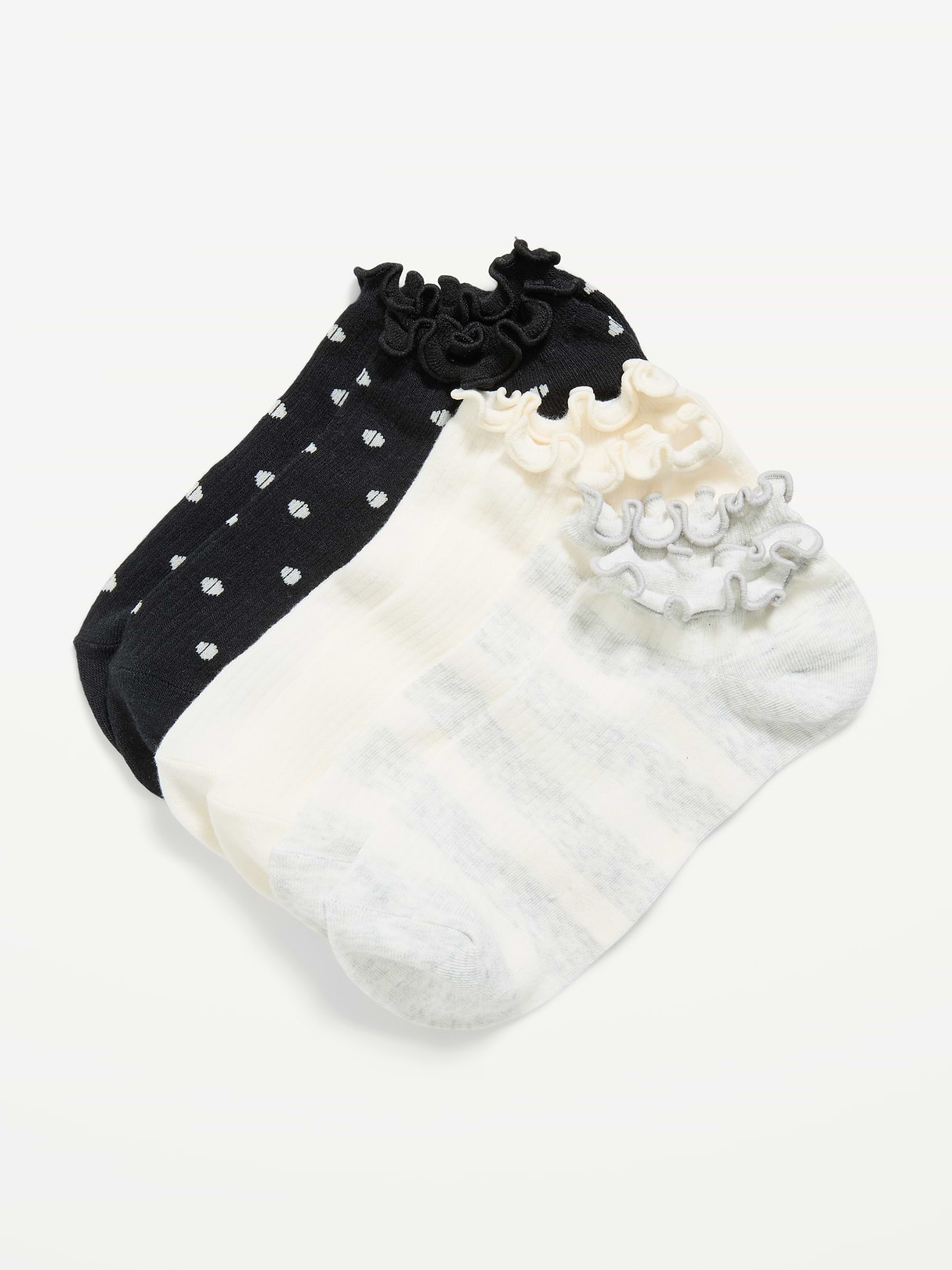 Lettuce-Edge Ankle Socks 3-Pack for Women - Neutral