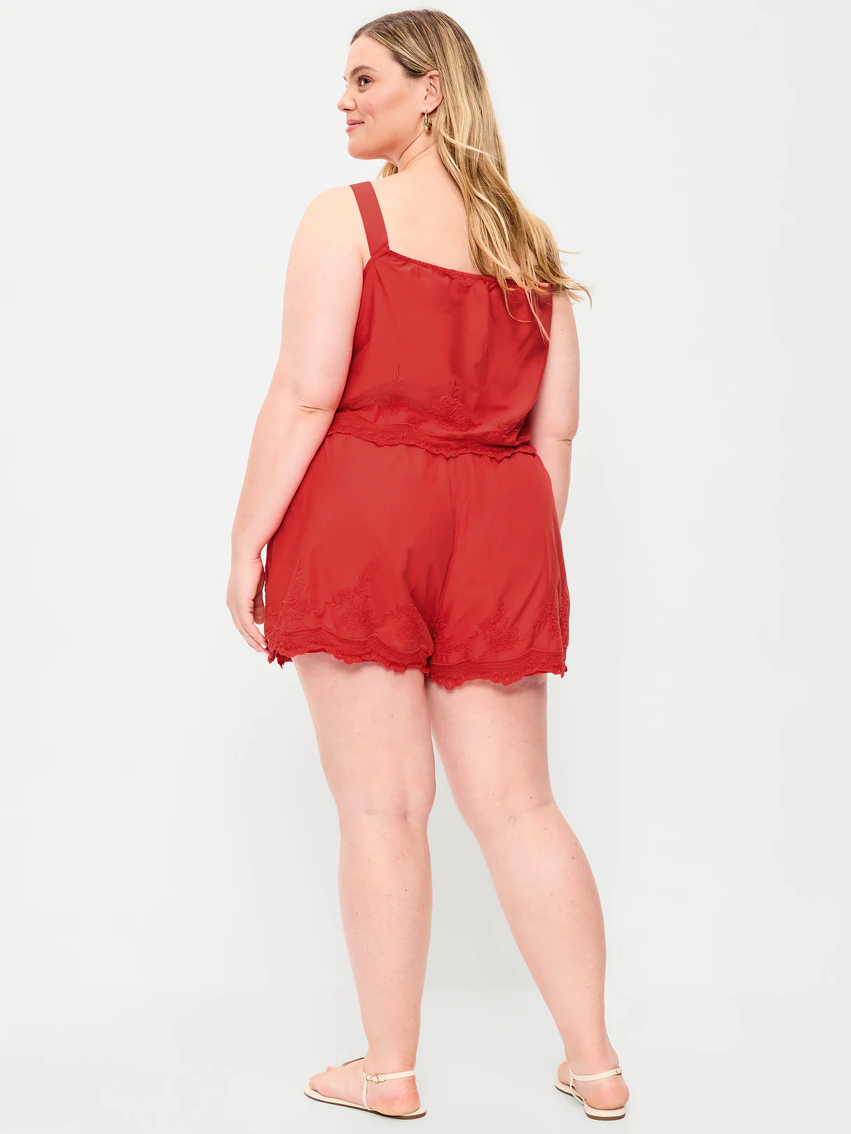 High-Waisted Lace-Trim Shorts - Moonfish Orange