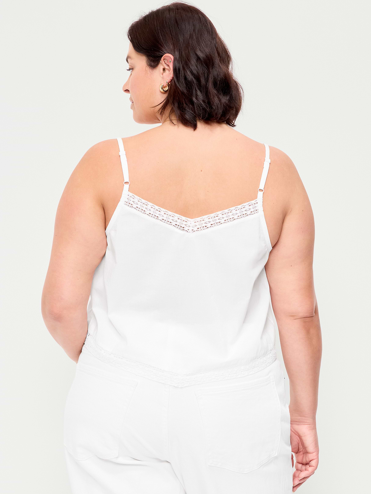 Lace-Trim Scarf Tank Top - White Lilies