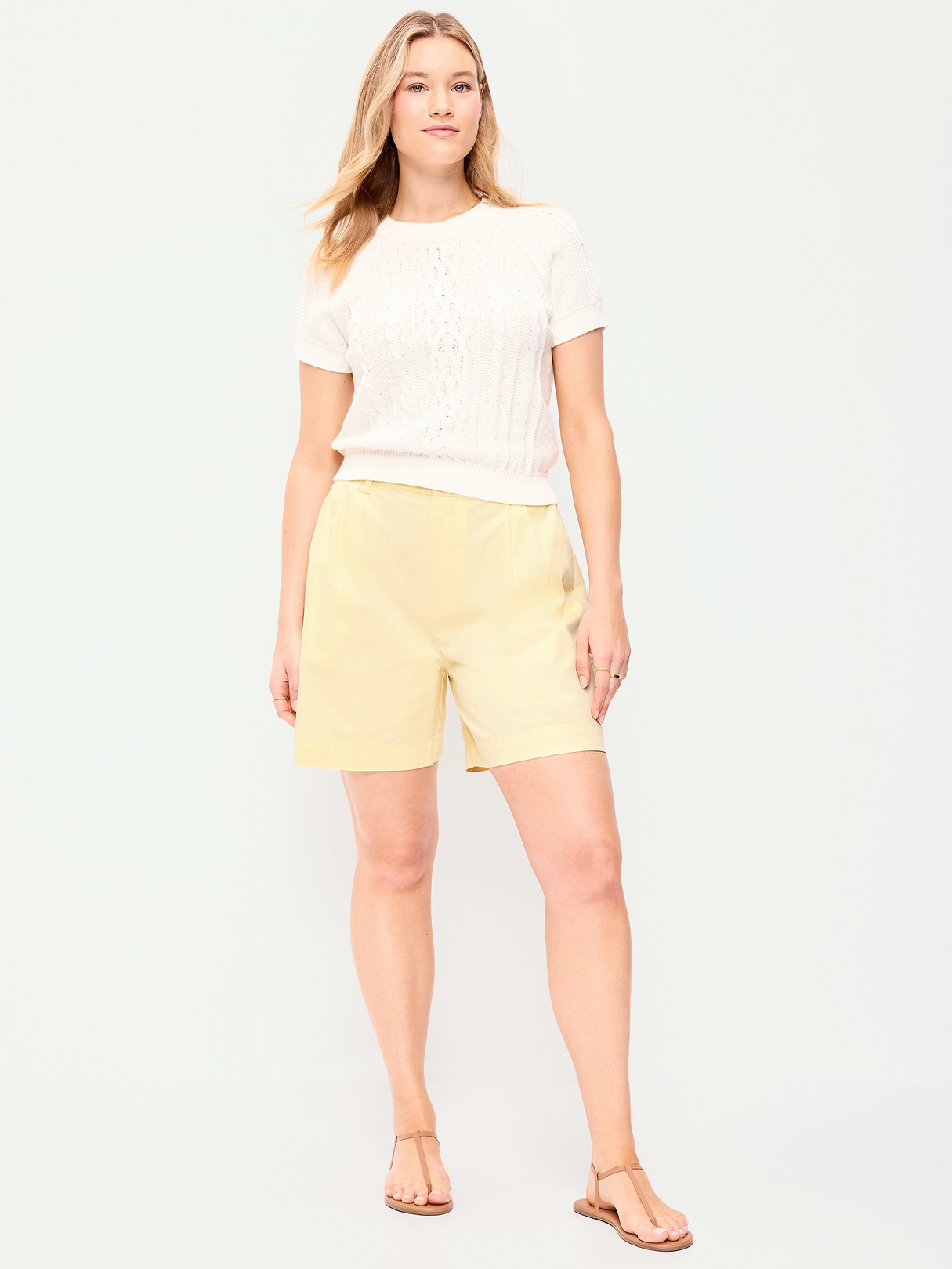 High-Waisted OGC Chino Shorts -- 4-inch inseam - Cool Almond