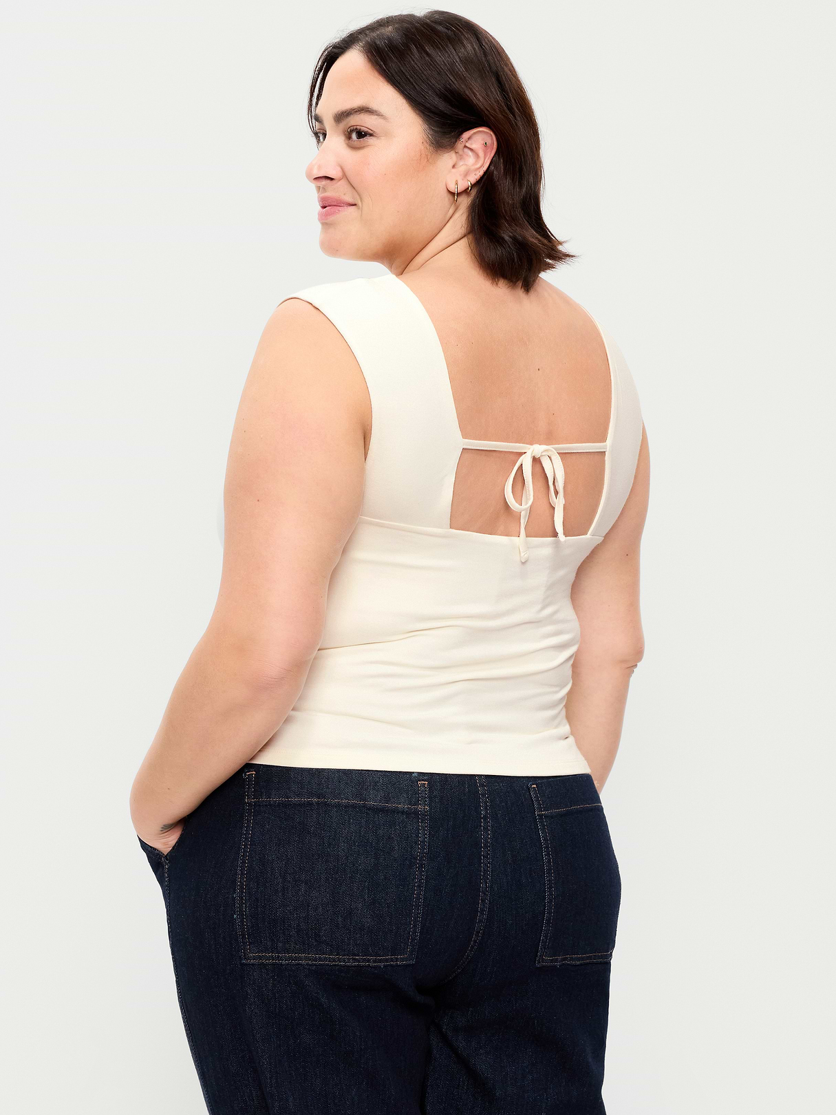 Cap-Sleeve Tie-Back Top - Sea Salt