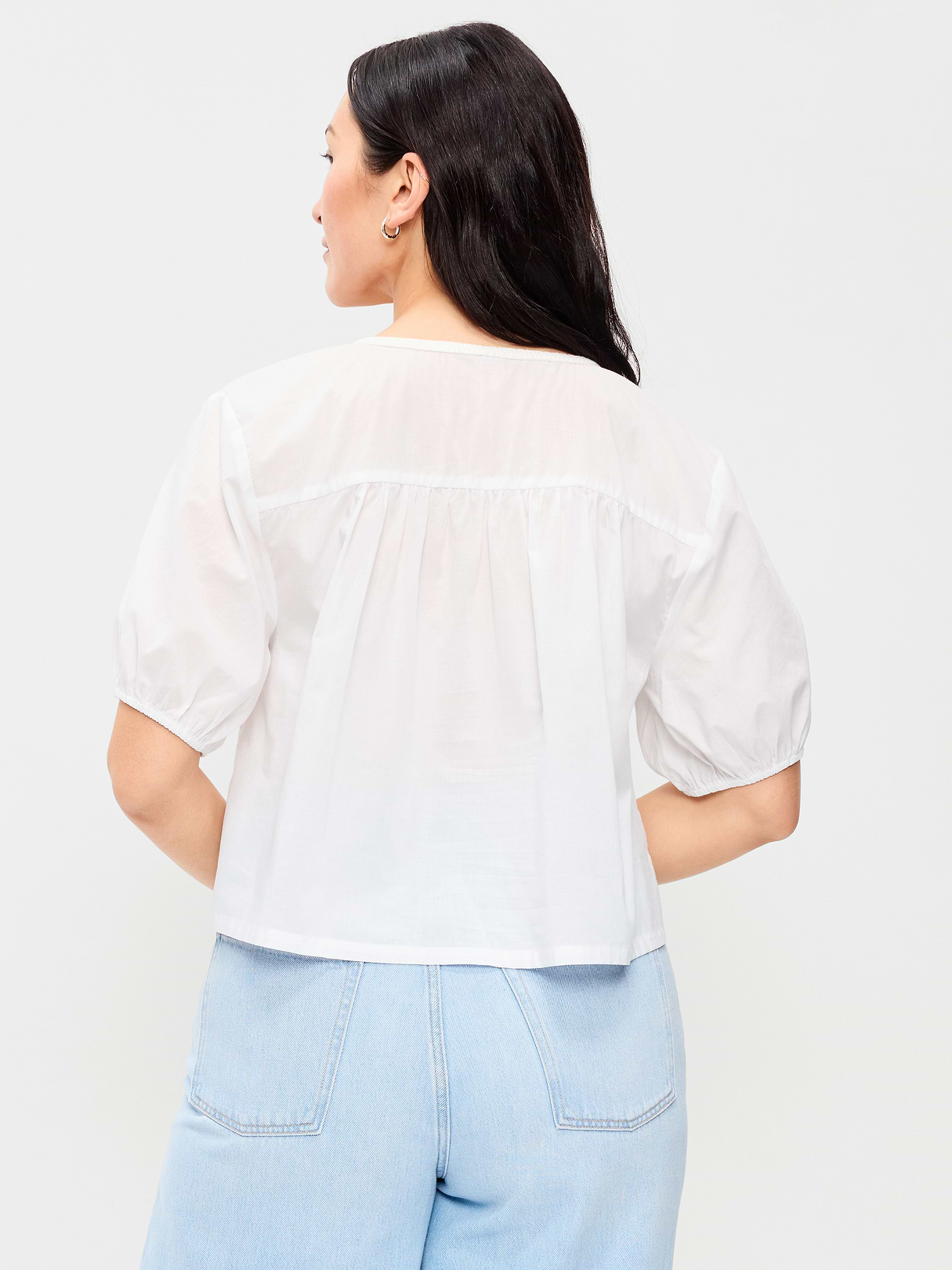 Short-Sleeve Beaded Top - White Lilies