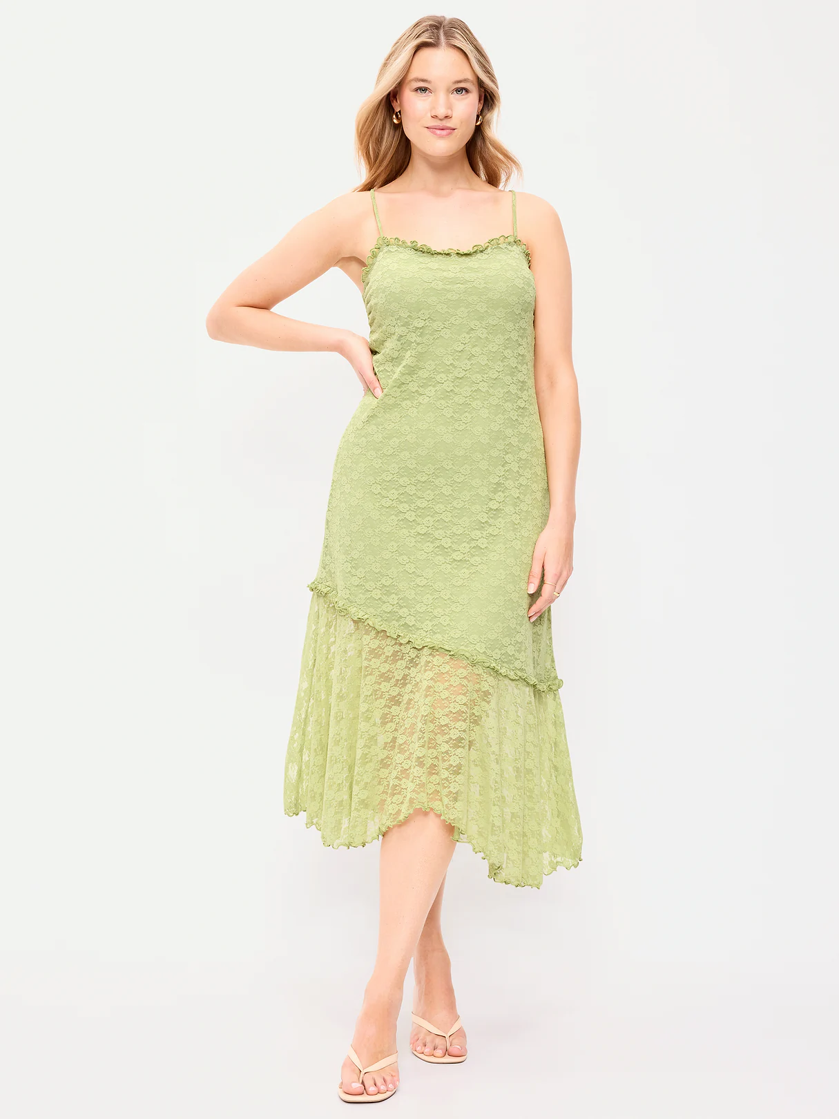 Fit & Flare Lace Midi Dress - Dandelion Leaf