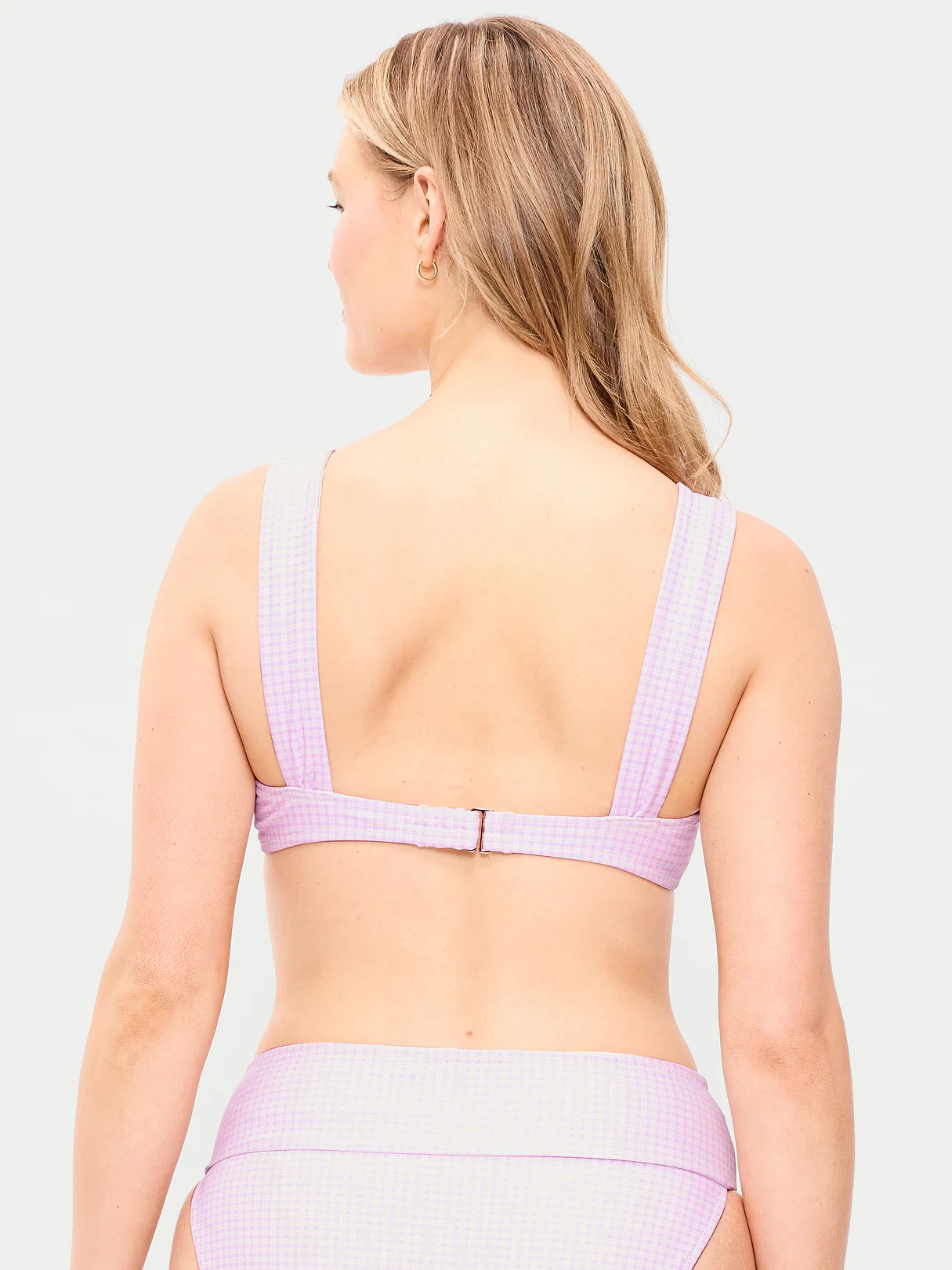Cinched Swim Top - Purple Gingham
