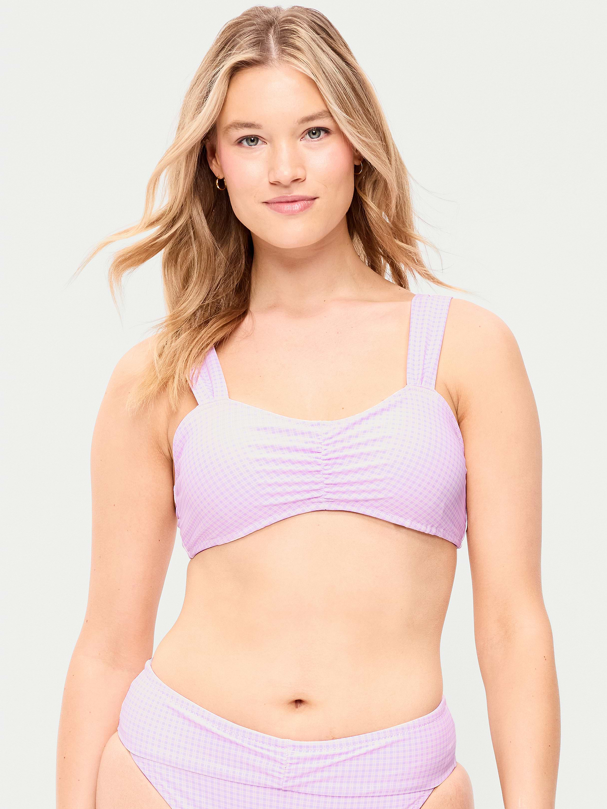 Cinched Swim Top - Purple Gingham
