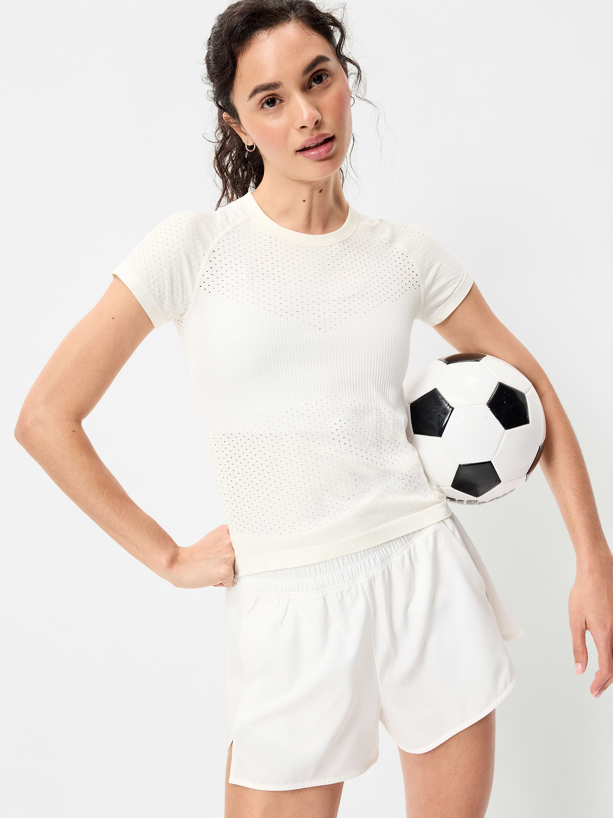 Seamless Textured Cropped T-Shirt - Magnolia