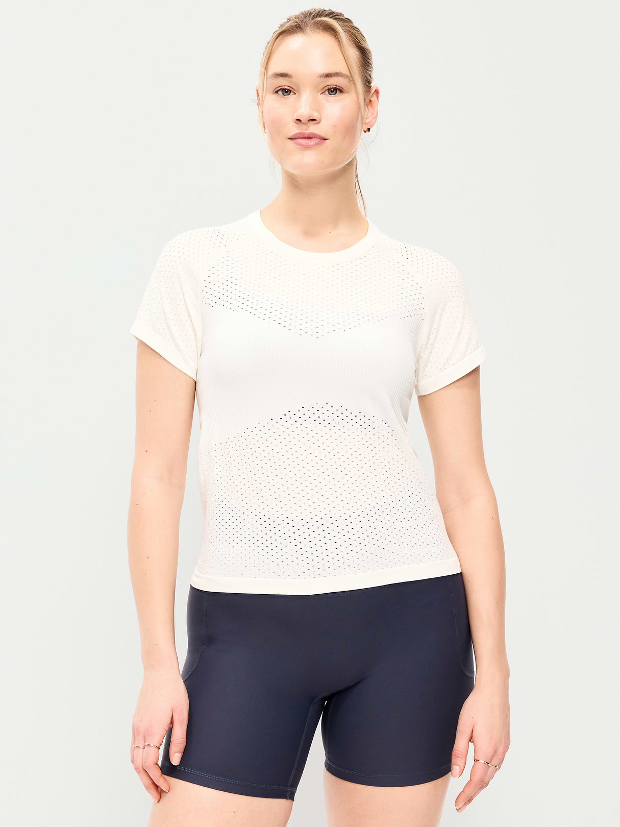 Seamless Textured Cropped T-Shirt - Magnolia