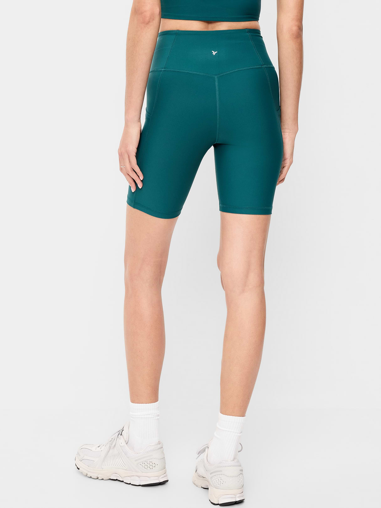 High-Waisted PowerSoft Biker Shorts -- 8-inch inseam - Jet Stream