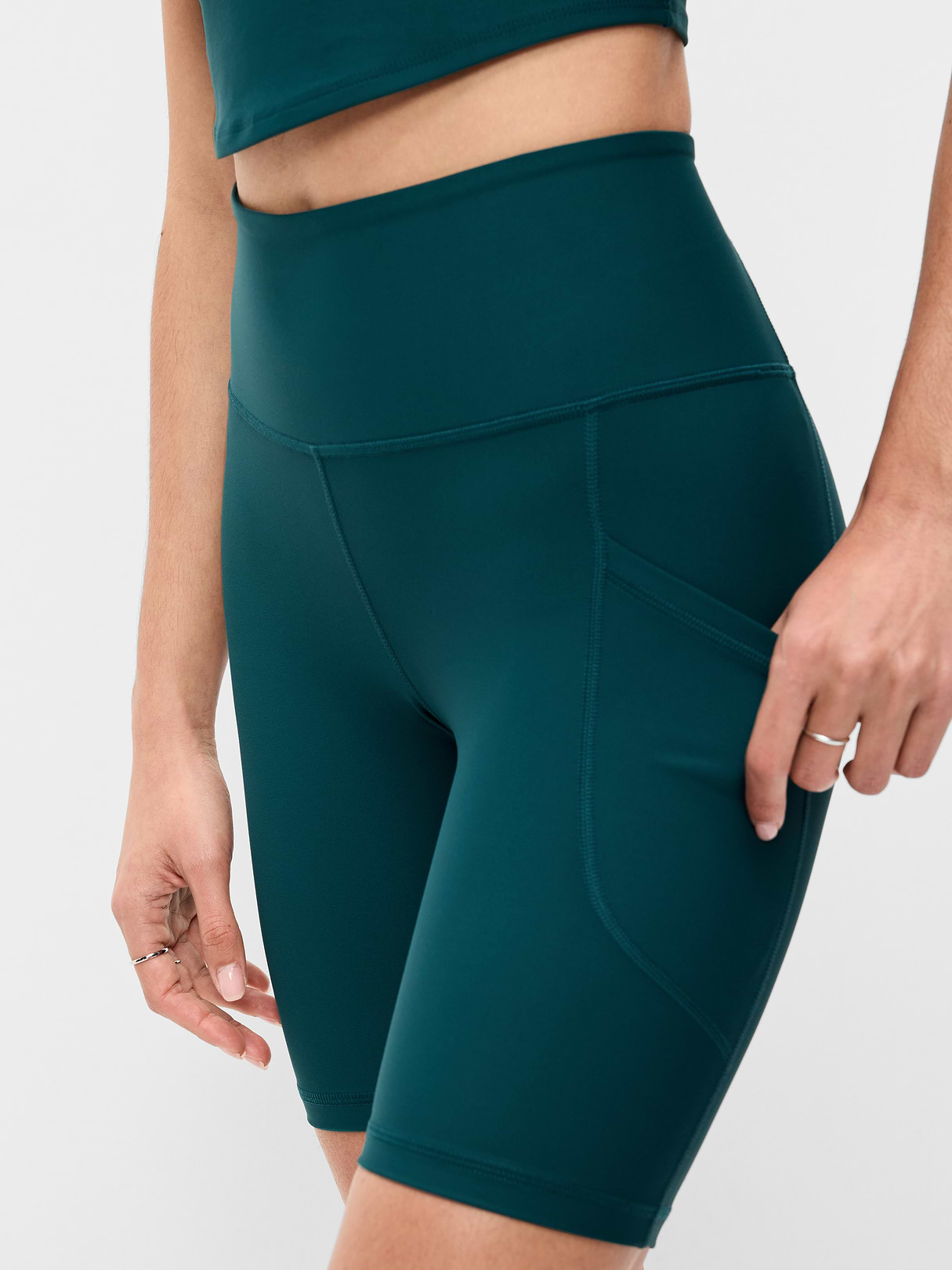 High-Waisted PowerSoft Biker Shorts -- 8-inch inseam - Jet Stream