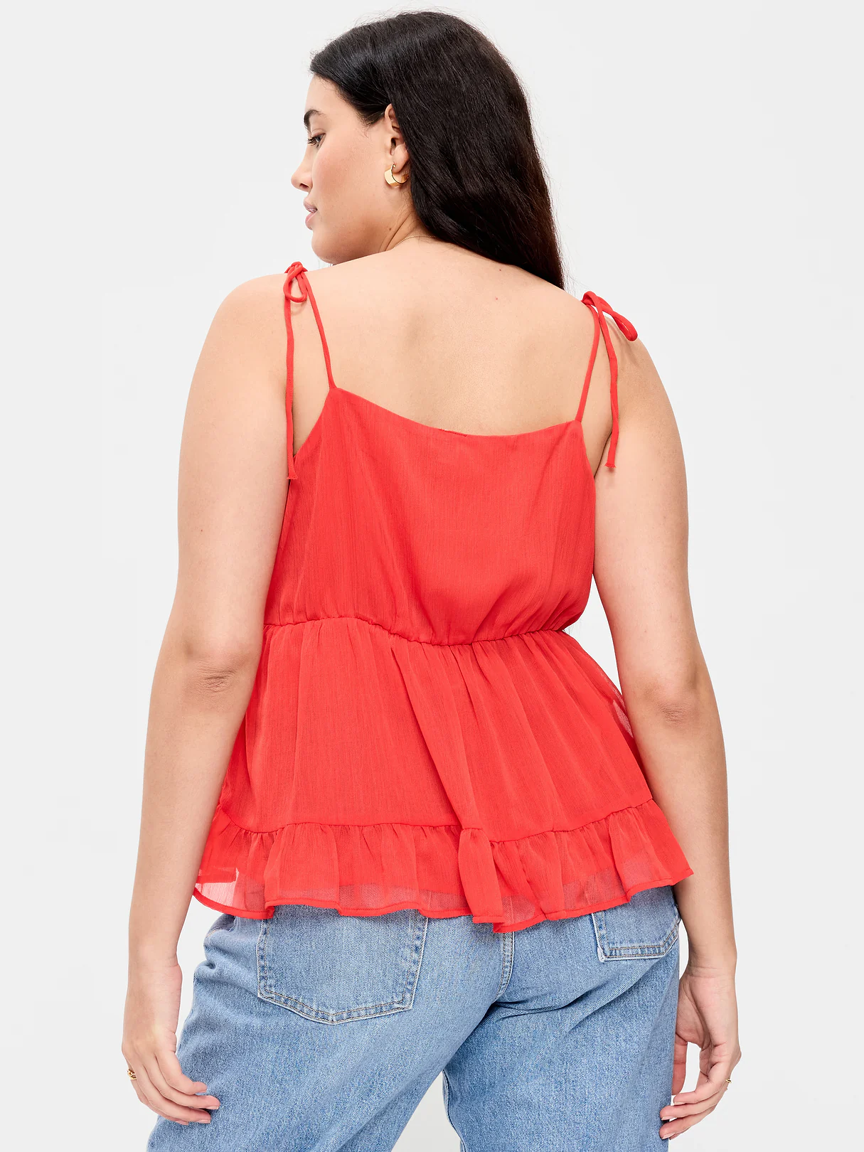 Chiffon Semi-Sheer Tie-Strap Cami Top - Moonfish Orange