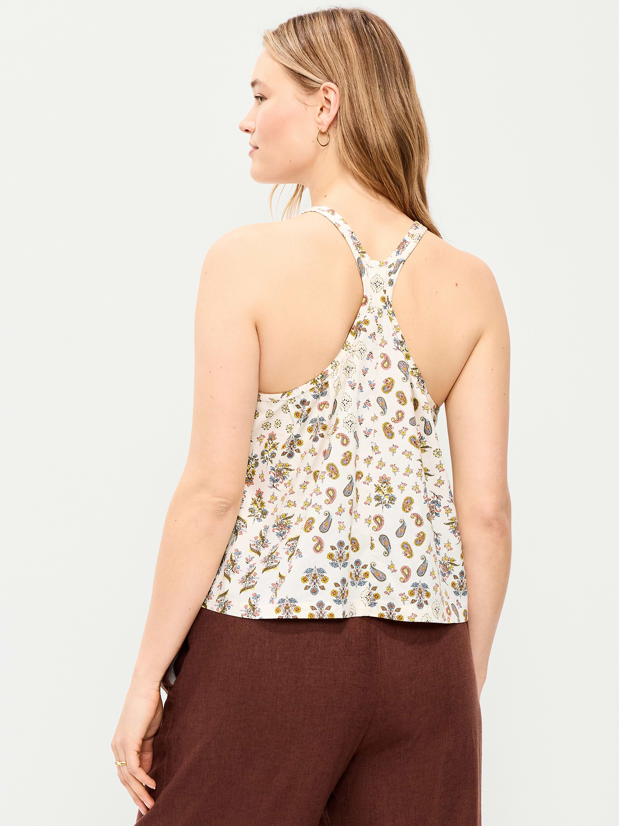 Sleeveless Trapeze Tank Top - Block Print