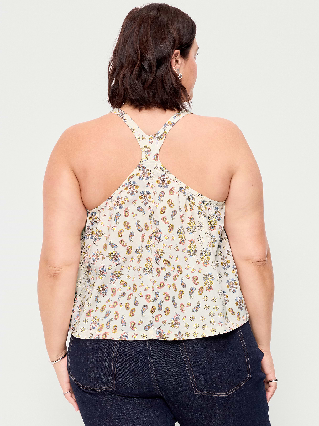 Sleeveless Trapeze Tank Top - Block Print