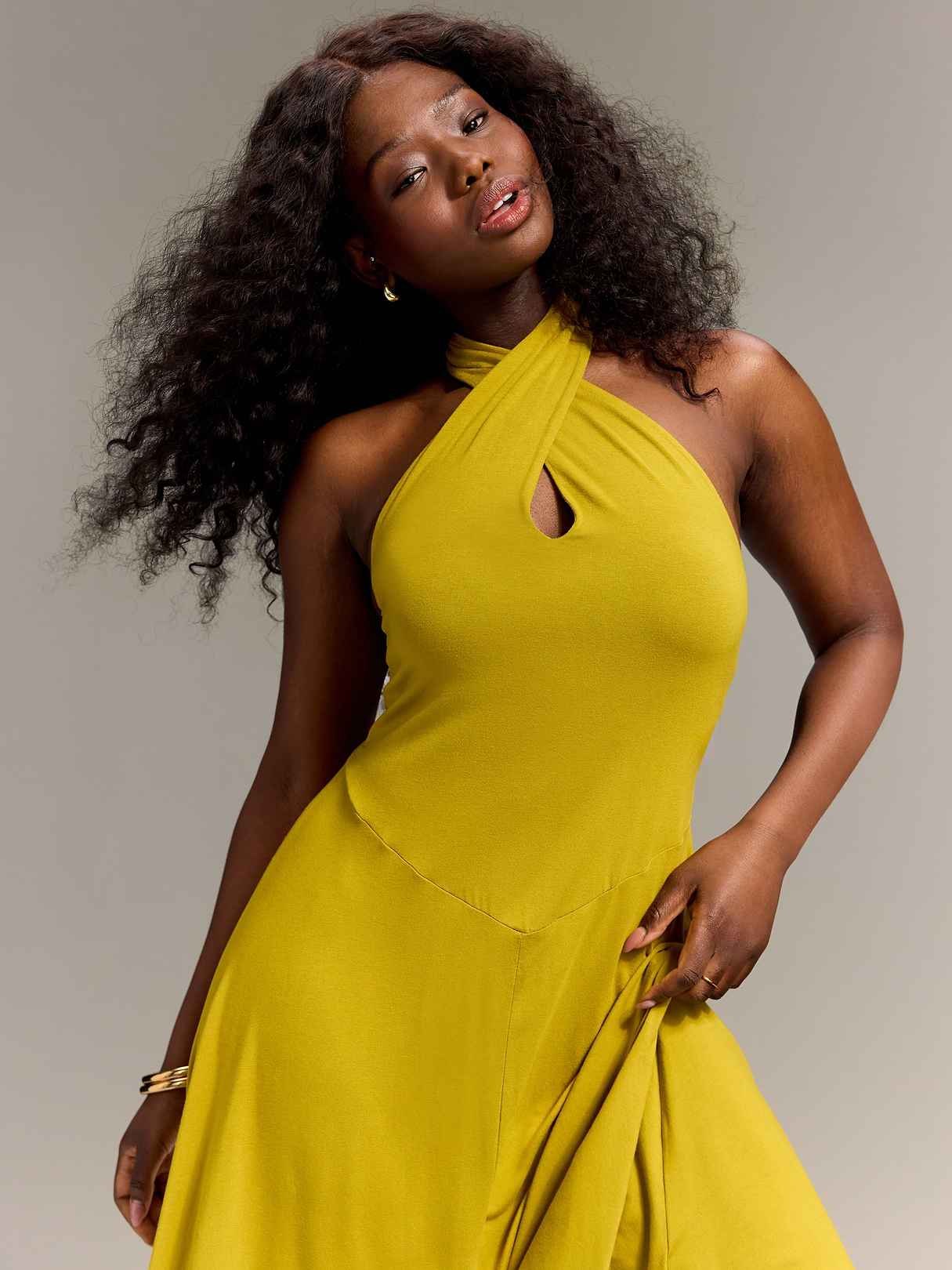Old Navy x Christopher John Rogers Halter Maxi Dress - Golden Olive