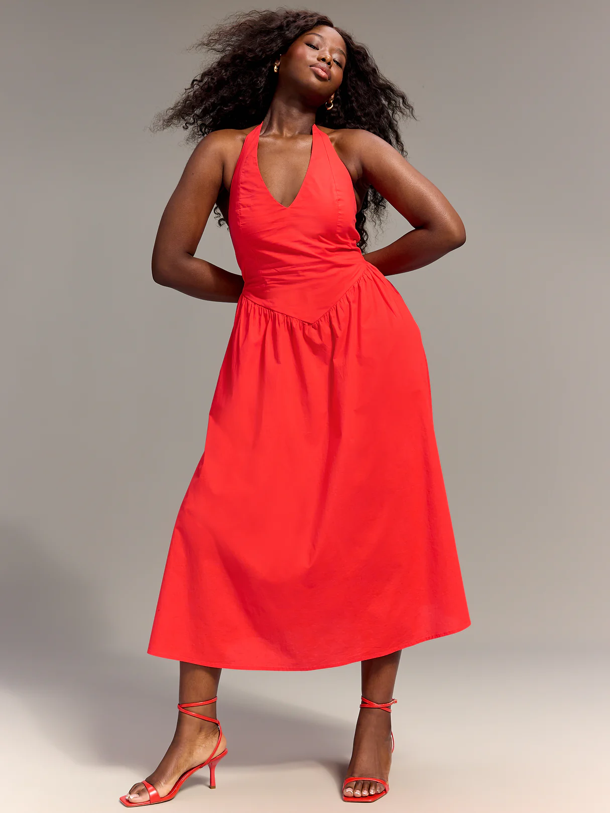 Old Navy x Christopher John Rogers Halter Drop-Waist Dress - Red Aloud