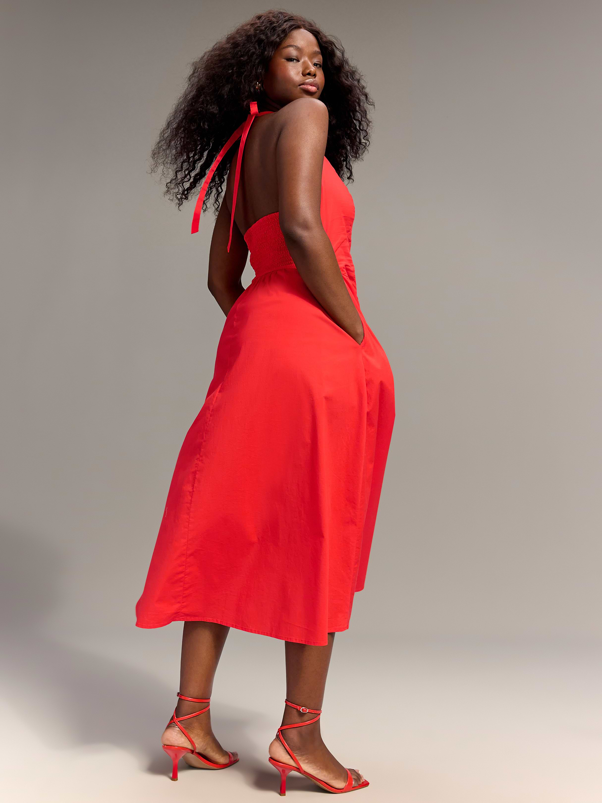 Old Navy x Christopher John Rogers Halter Drop-Waist Dress - Red Aloud