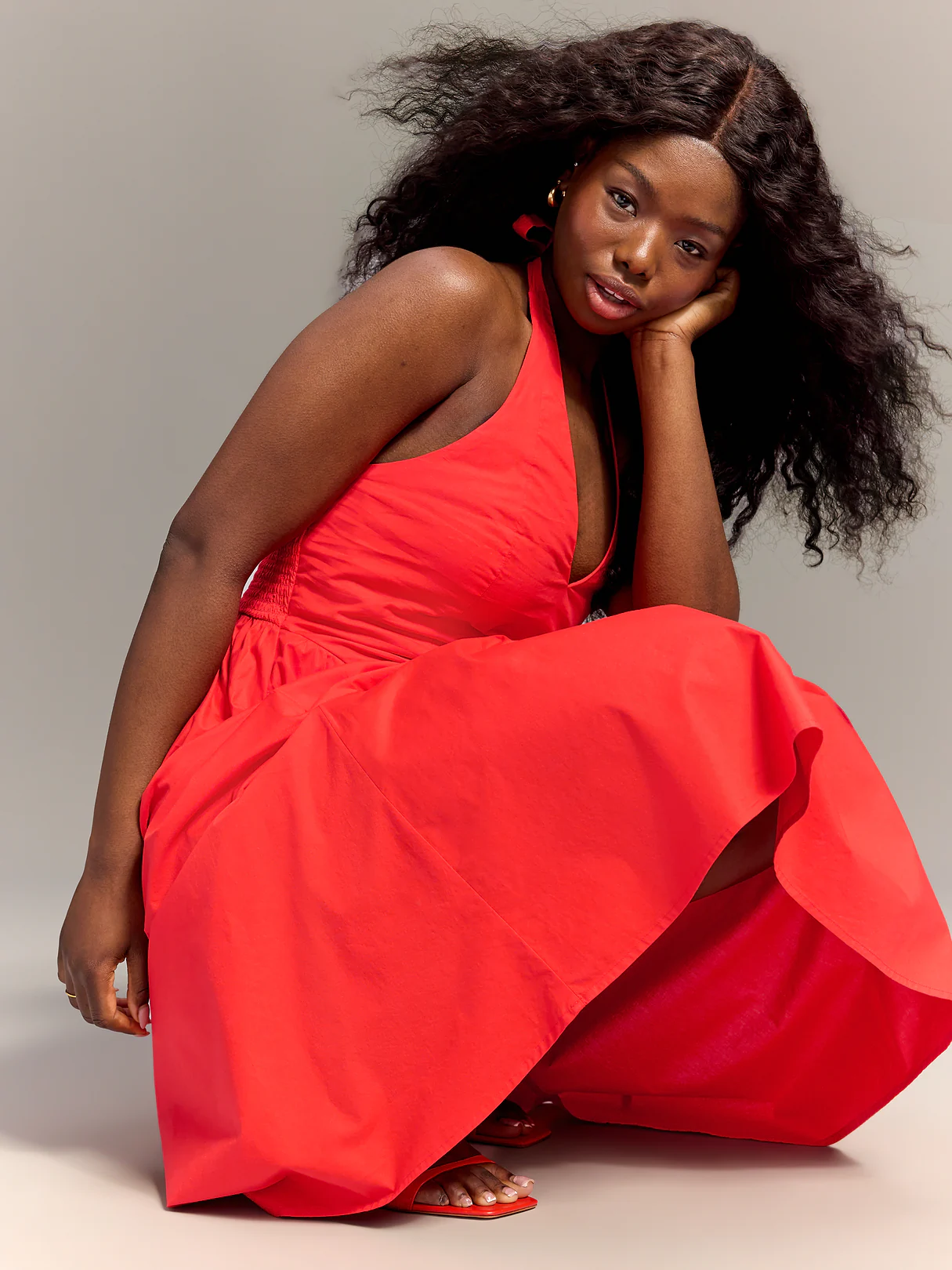 Old Navy x Christopher John Rogers Halter Drop-Waist Dress - Red Aloud