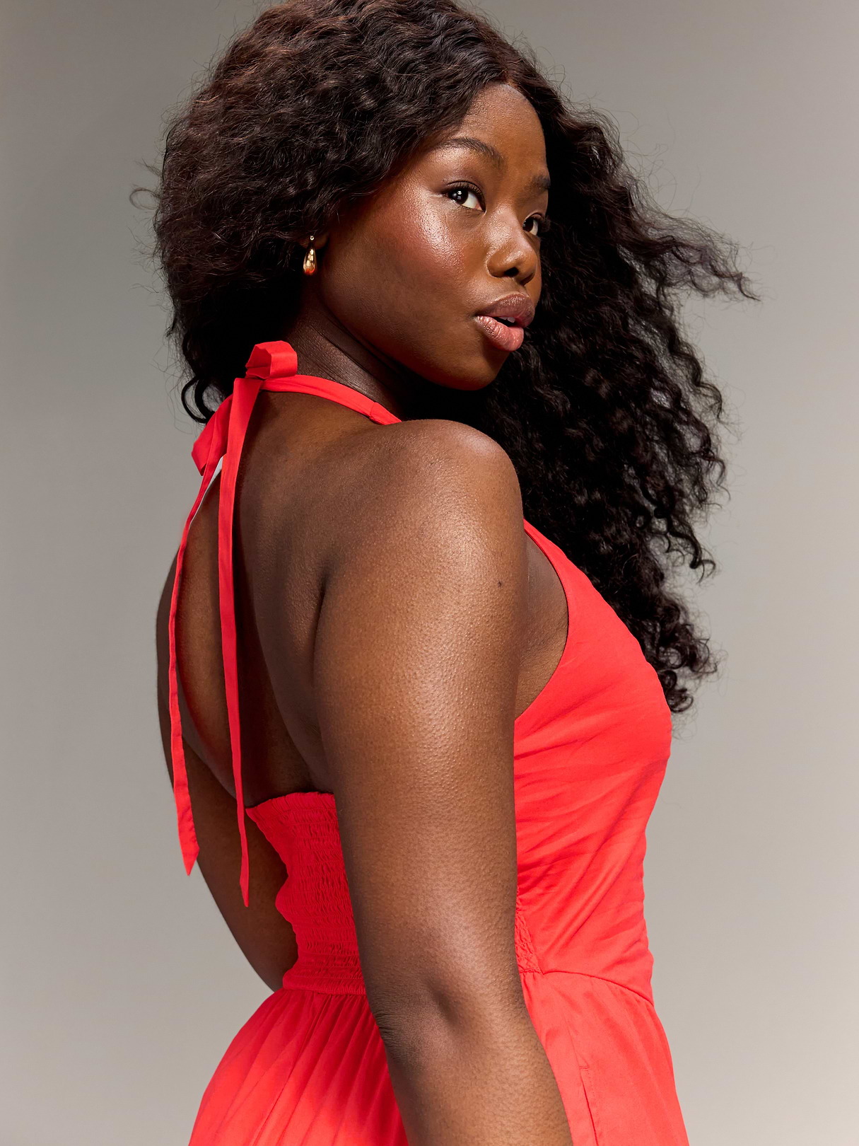 Old Navy x Christopher John Rogers Halter Drop-Waist Dress - Red Aloud