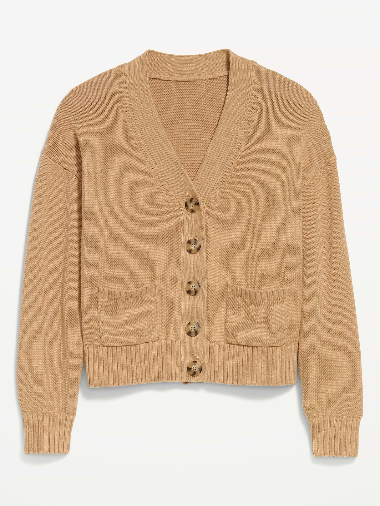 Seaside Cotton V-Neck Cardigan Sweater - Light Brown