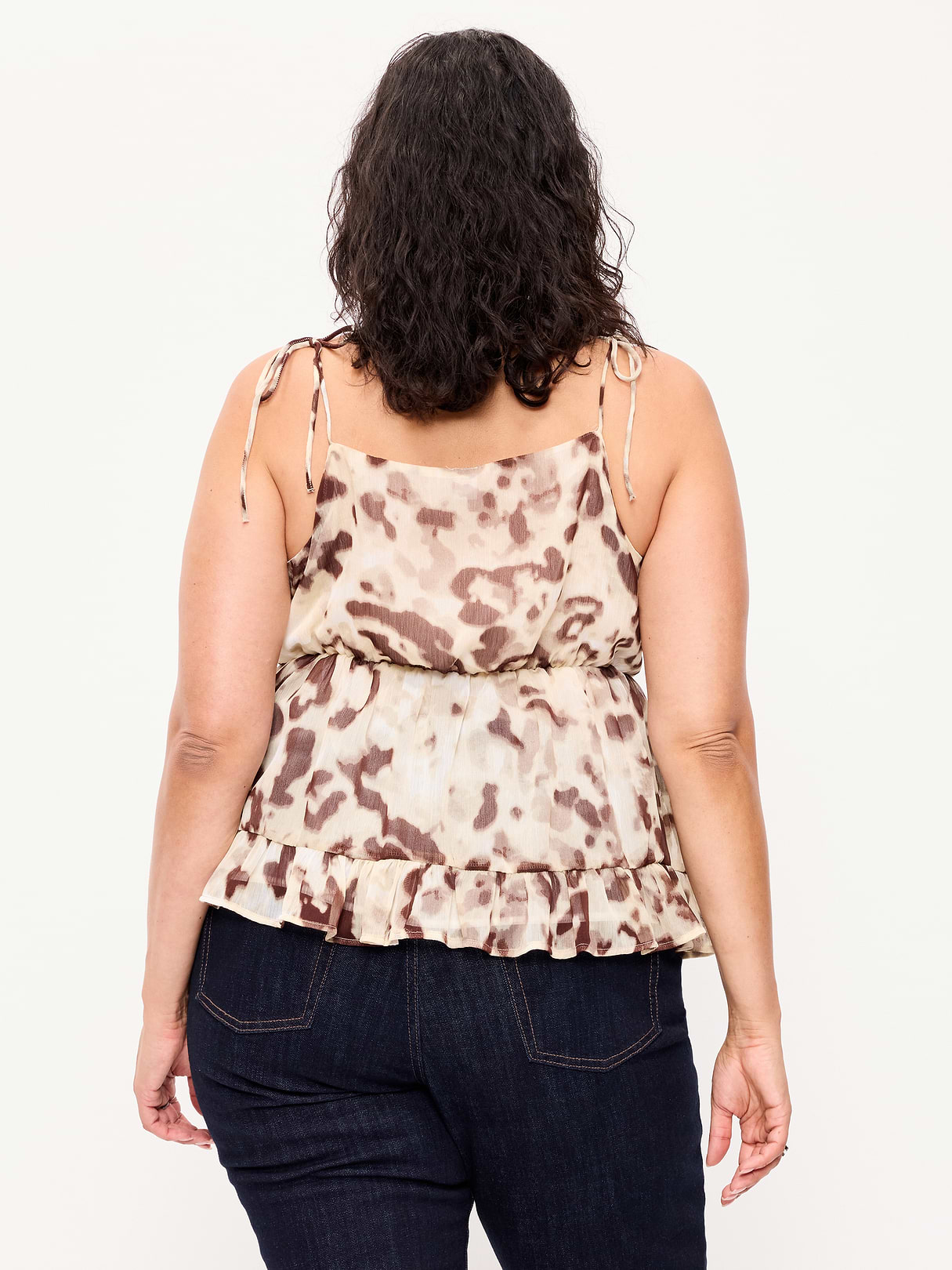 Chiffon Semi-Sheer Tie-Strap Cami Top - Animal Print