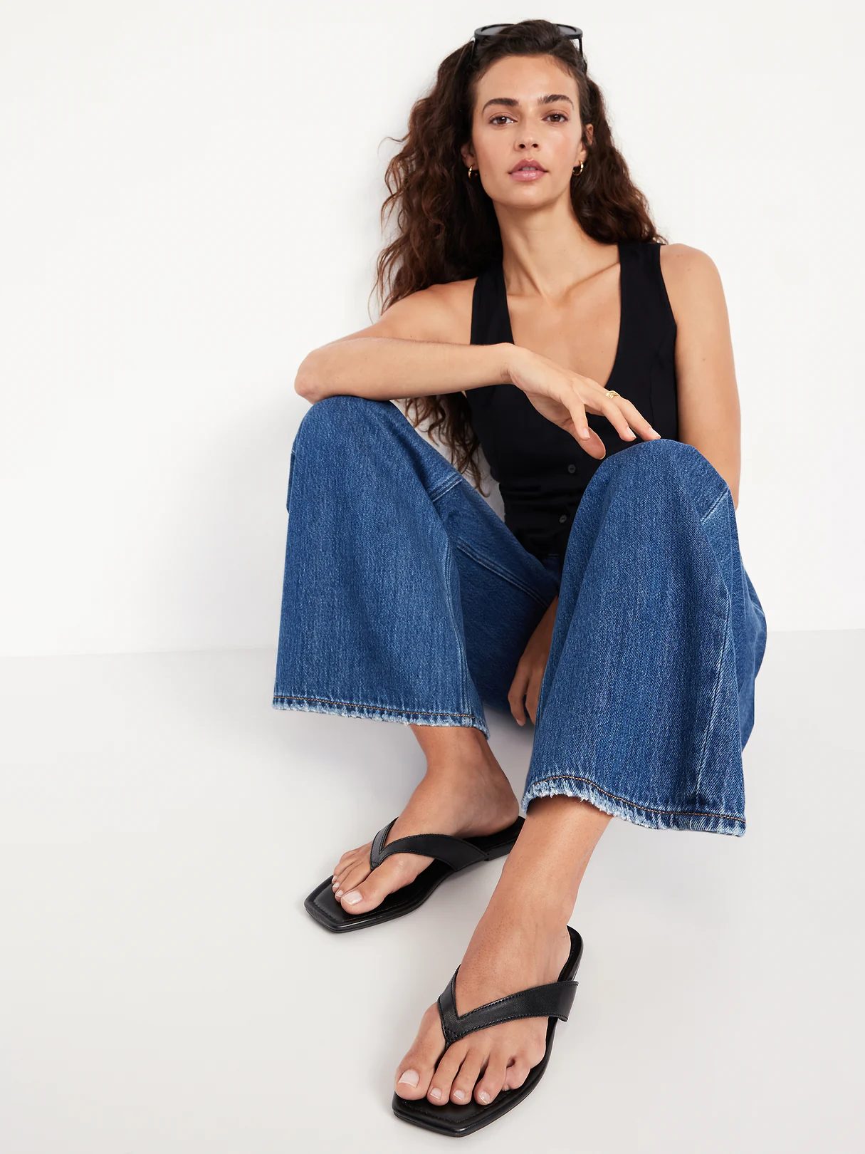 Faux-Leather Flip Flop for Women - Black Jack