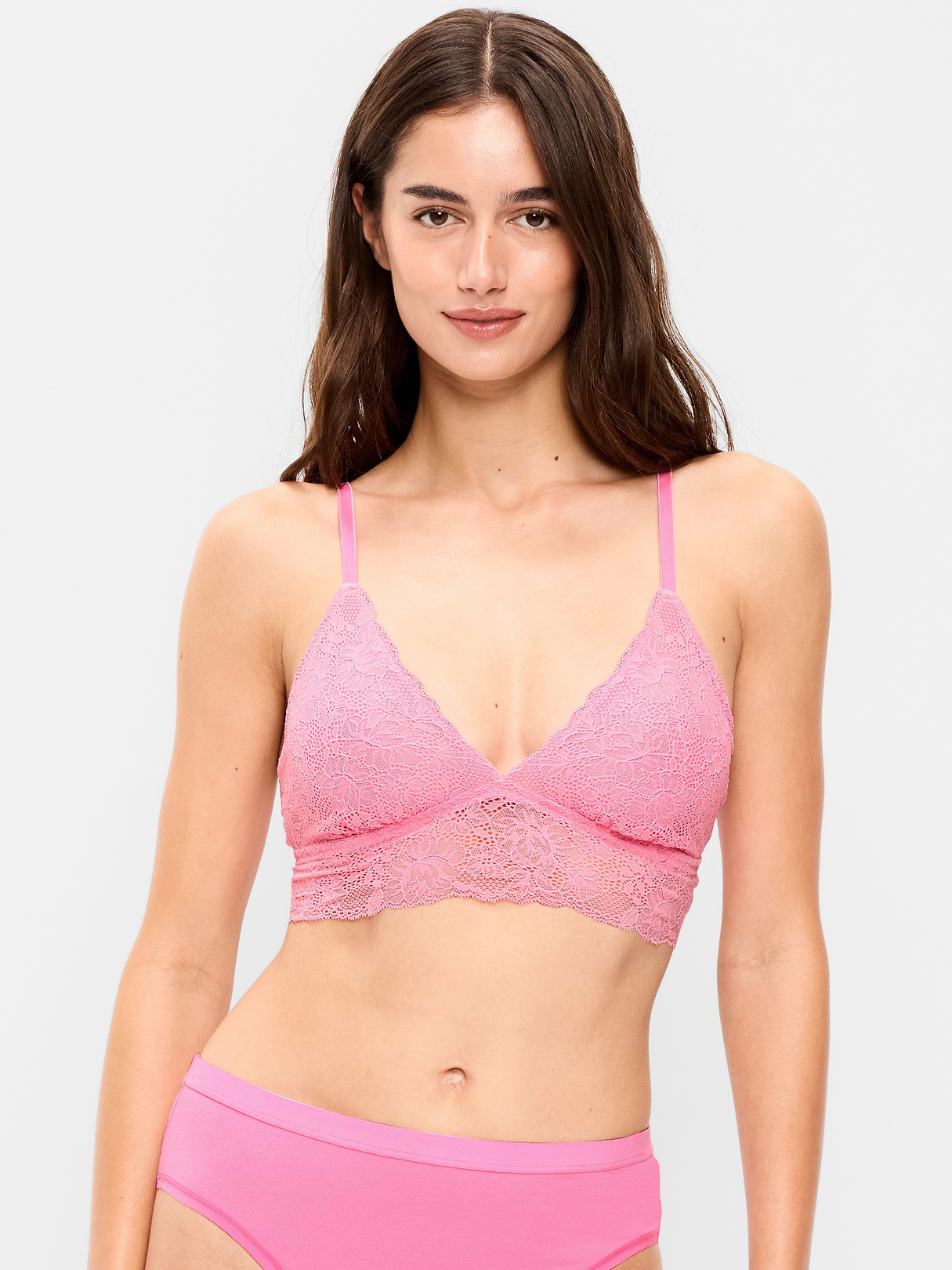 Lace Longline Bralette - Hydrangea Pink