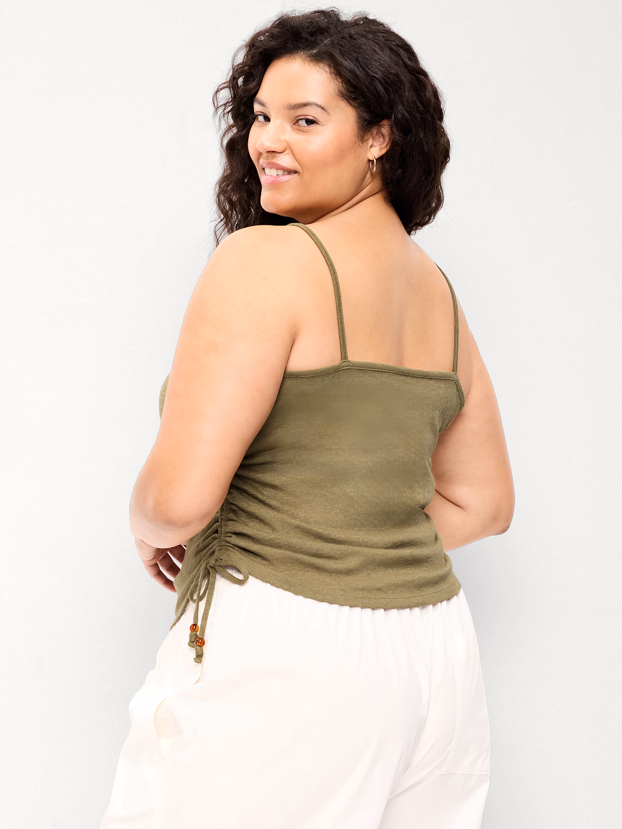 Shirred Side Cami Tank Top - Kombu