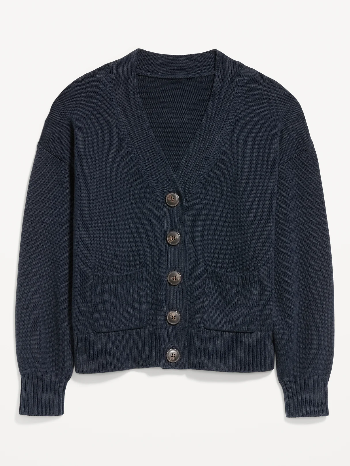 Seaside Cotton V-Neck Cardigan Sweater - In the Navy