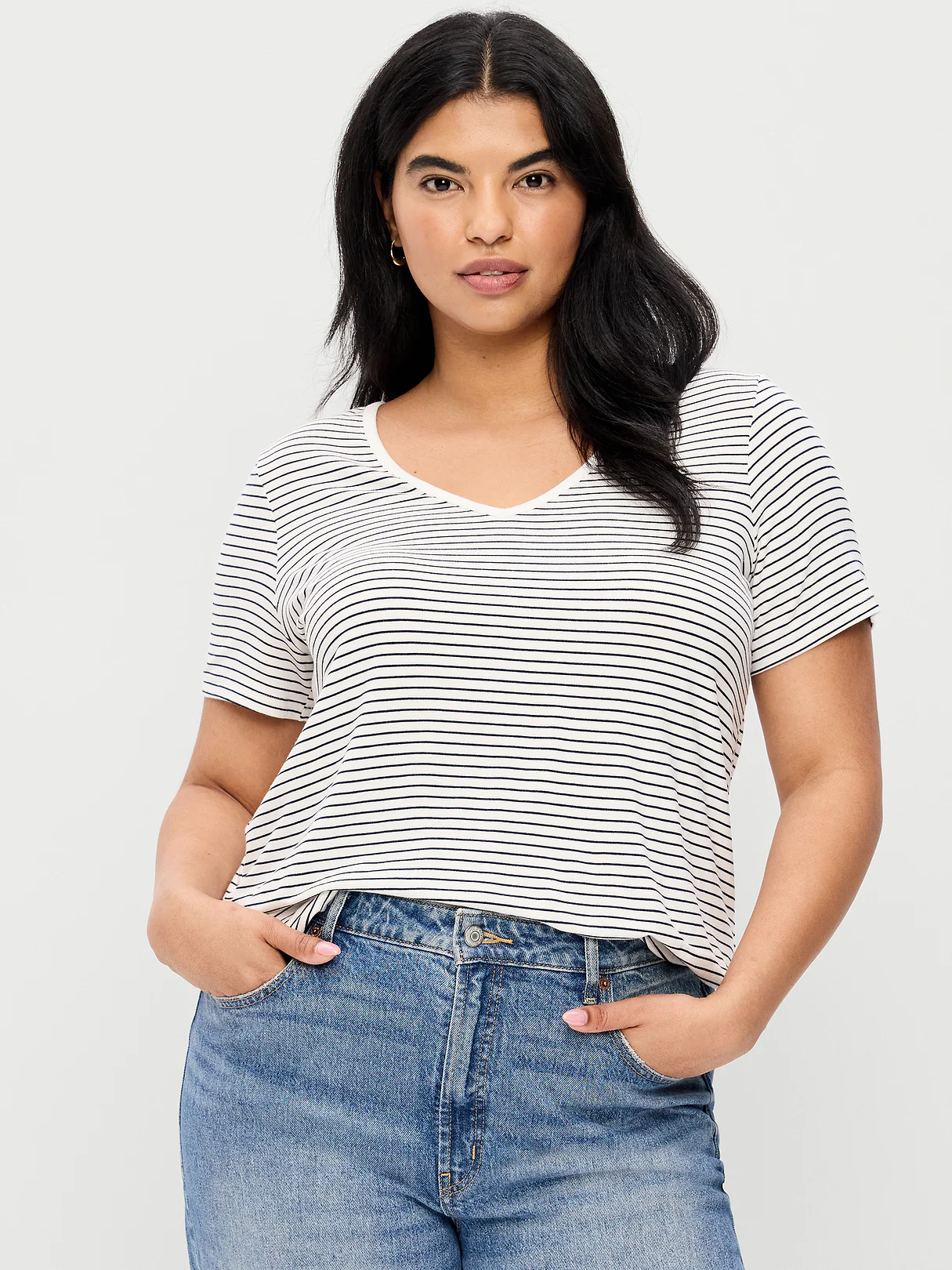 Luxe Slub-Knit T-Shirt - Small Navy Stripe
