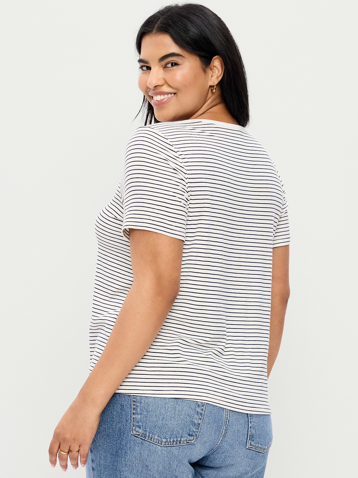 Luxe Slub-Knit T-Shirt - Small Navy Stripe