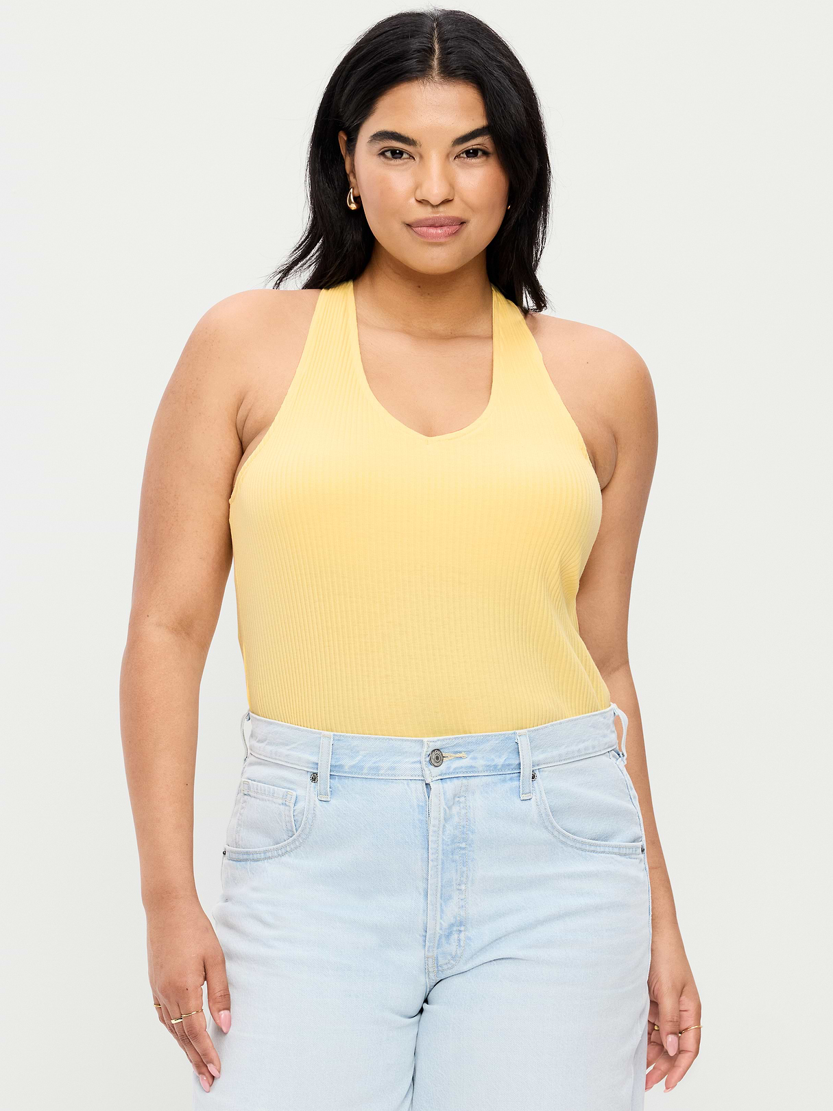 Ribbed Loop-Back Halter Top - Sunbeam