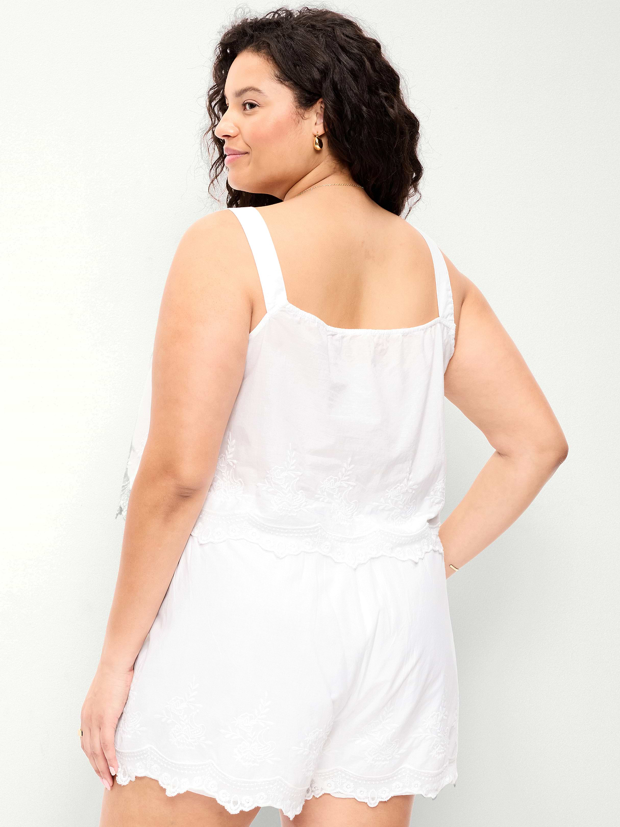 Tie-Front Cami Tank Top - White Lilies