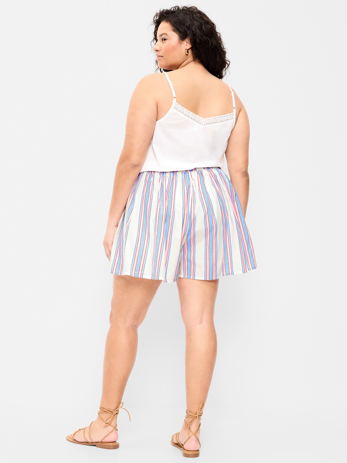 High-Waisted Drapey Skirt Short - Multi Stripe