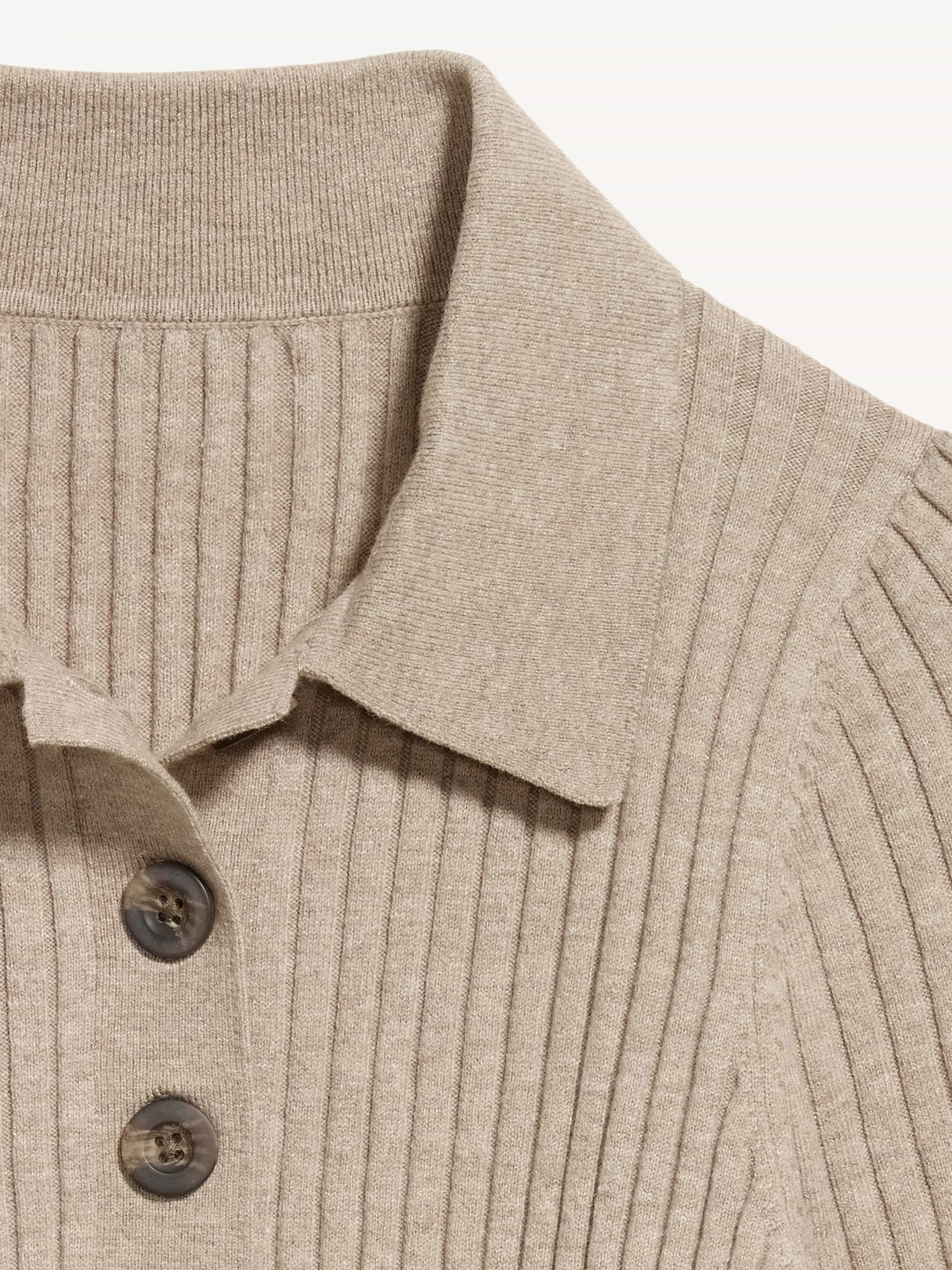 Short-Sleeve Ribbed Polo - Mushroom