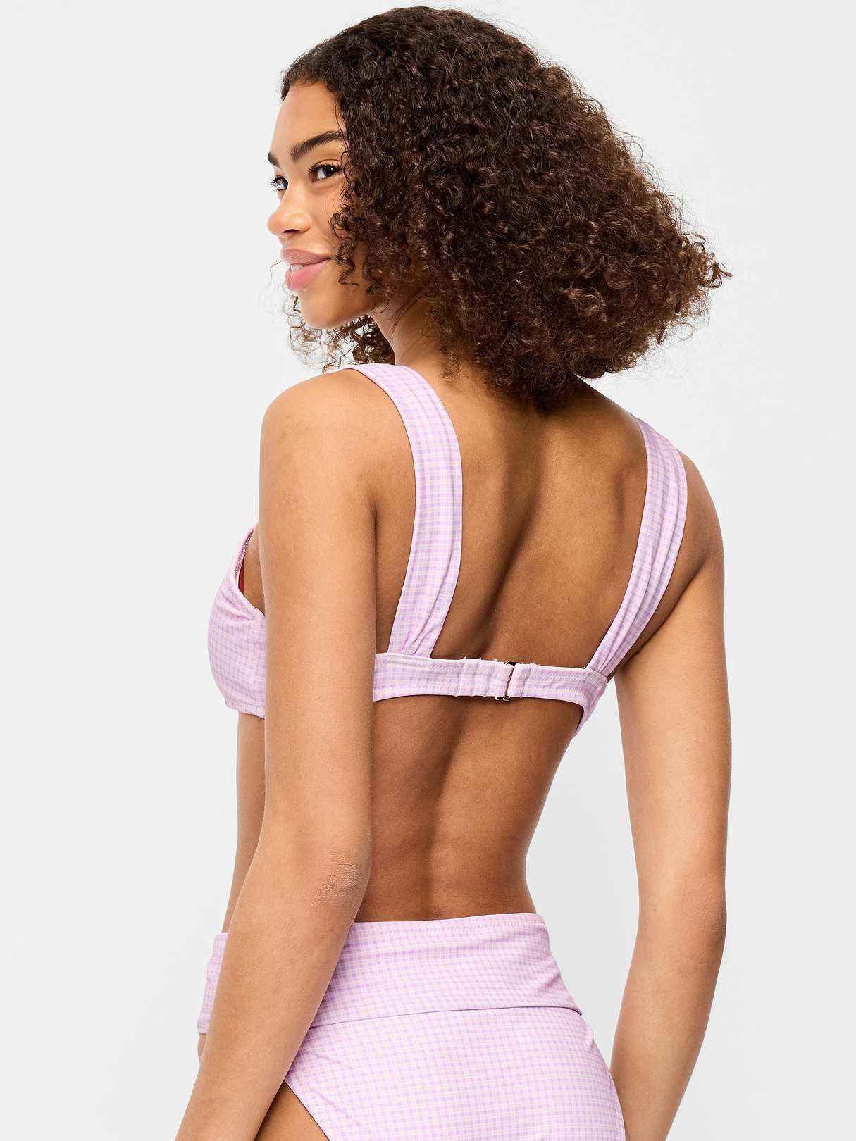 Cinched Swim Top - Purple Gingham