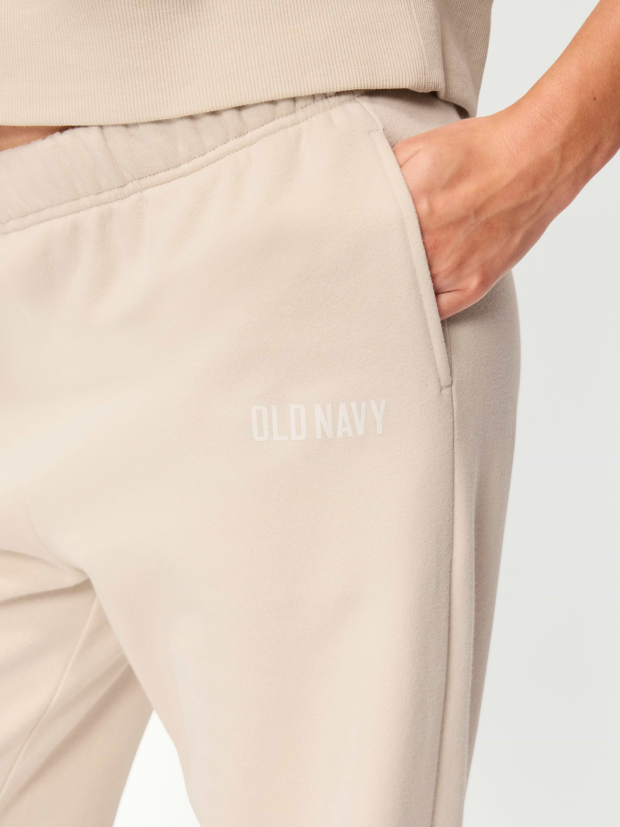 High-Waisted Fleece Wide-Leg Sweatpants - Wish Bone