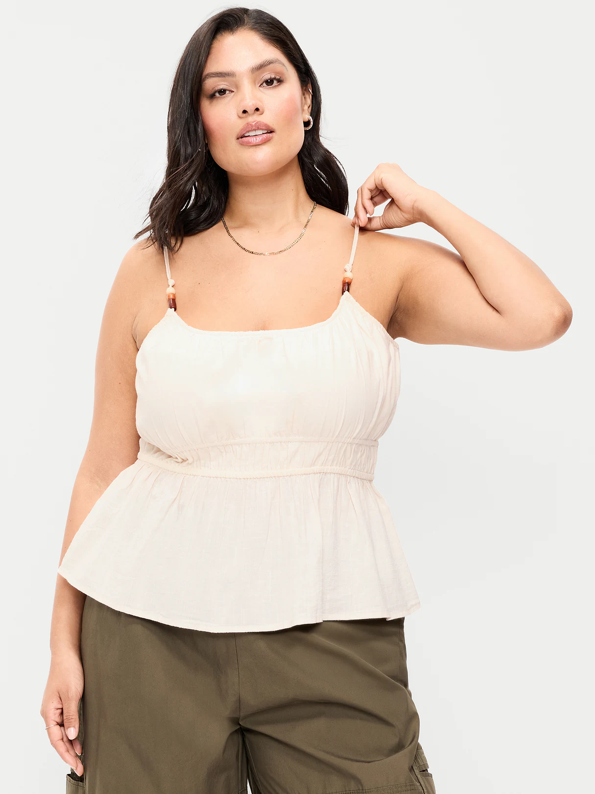 Fitted Smocked Tank Top - Sea Salt