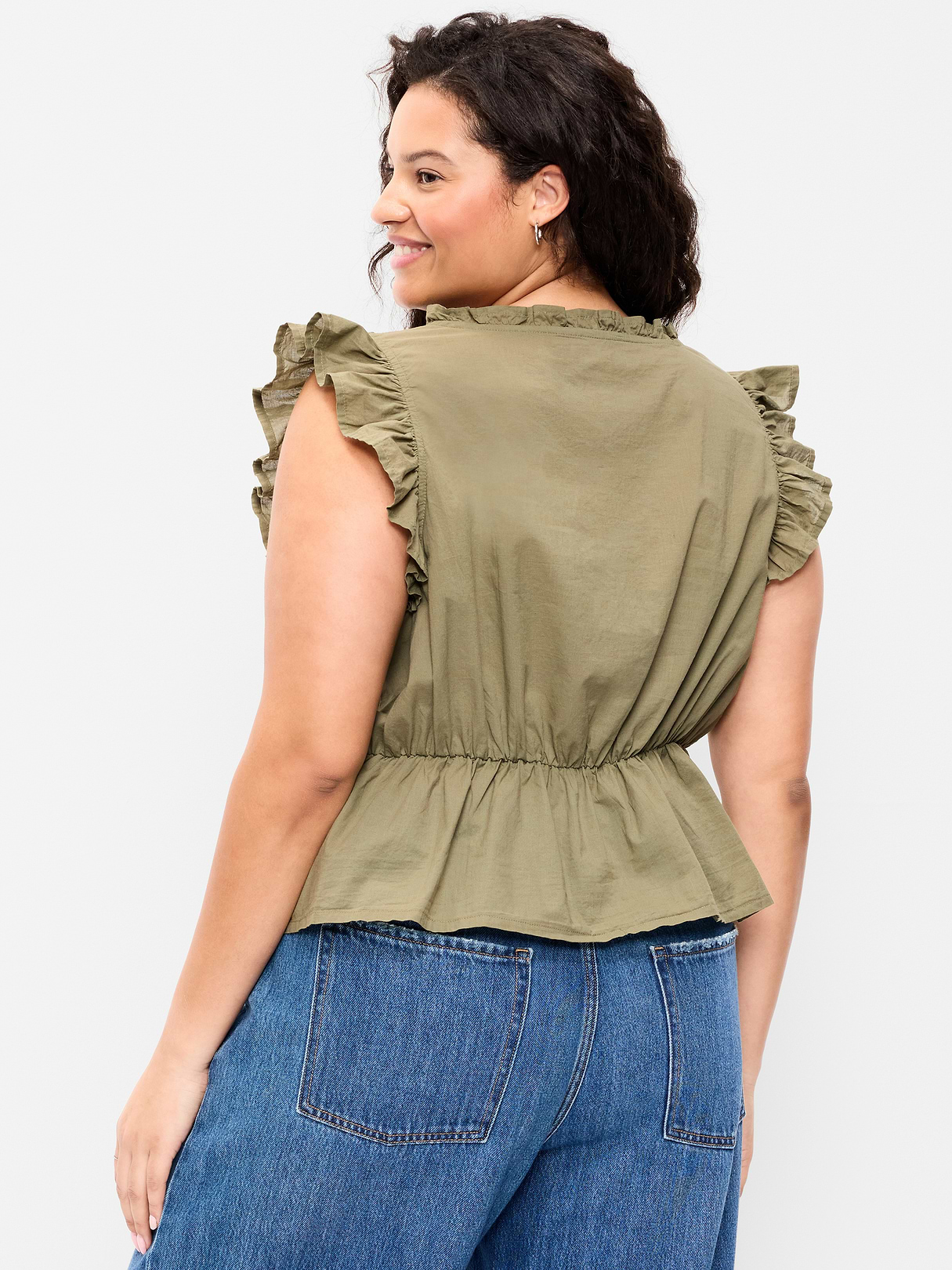 Flutter-Sleeve Embroidered Top - Bare Ground