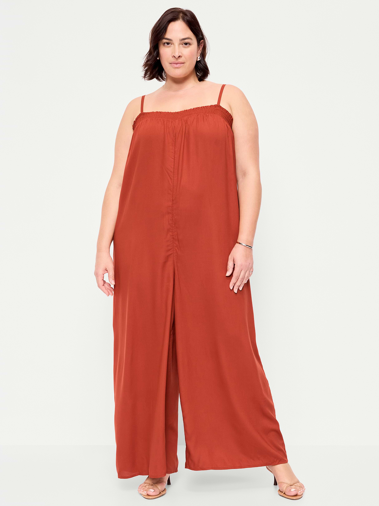 Airy Smocked Jumpsuit - Russet Moon
