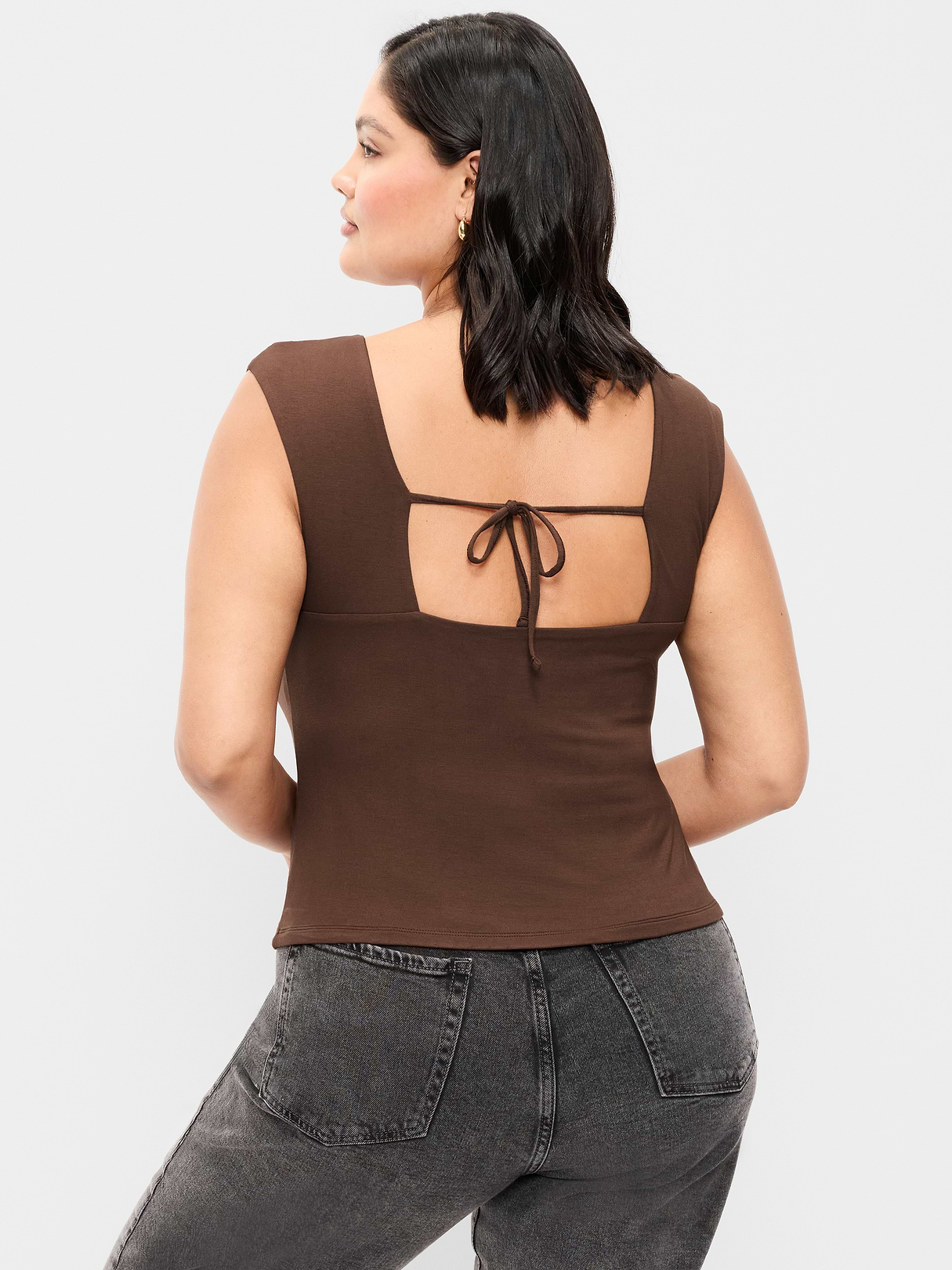 Cap-Sleeve Tie-Back Top - Peppercorn