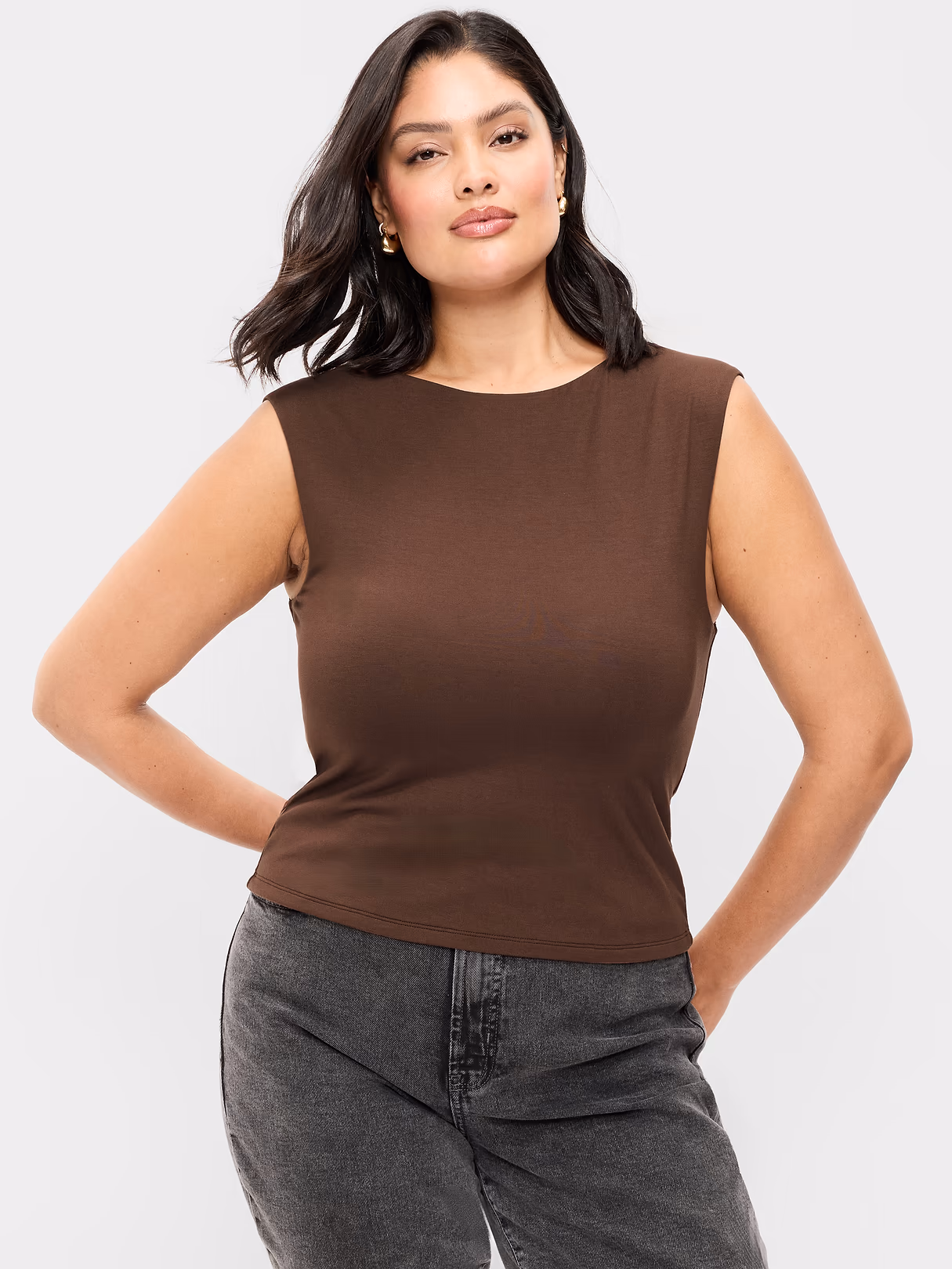 Cap-Sleeve Tie-Back Top - Peppercorn